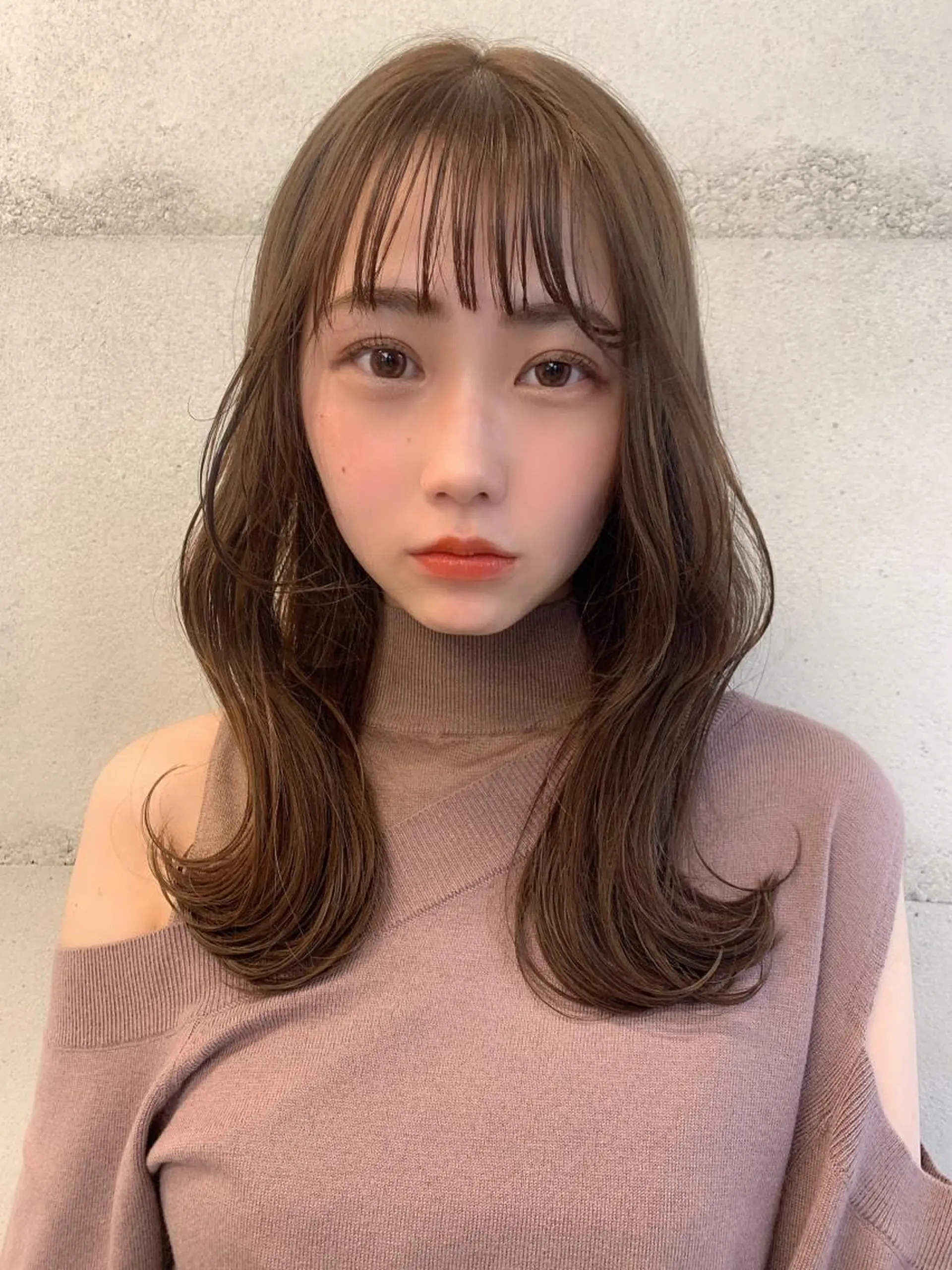 ミディアム カラー カット ヘアカラー トリートメント ヘッドスパ ヘアセット 透明感/オリーブ/ グレージュ/YUKAのヘアスタイル