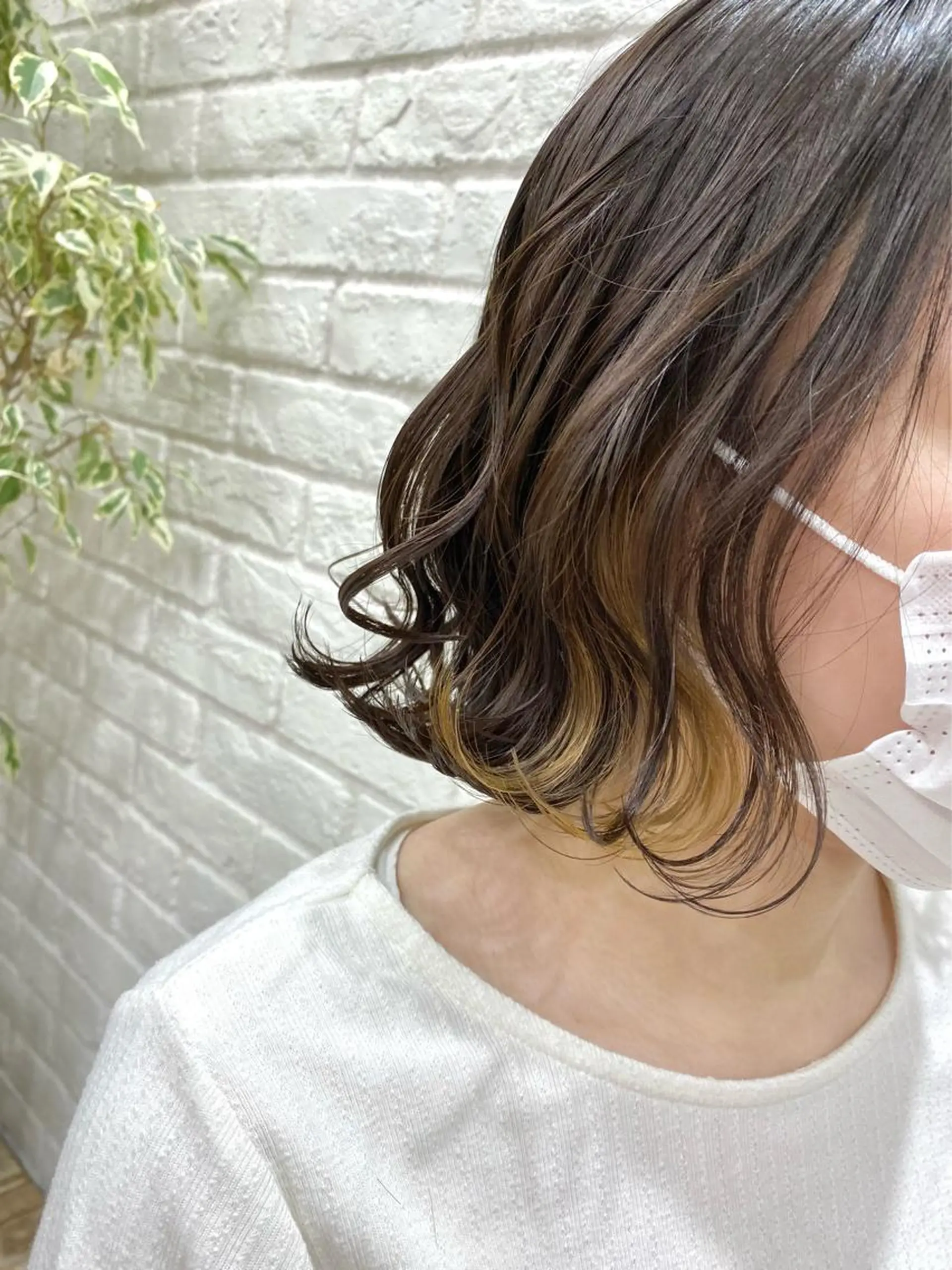 ミディアム カラー ベージュカラー インナーカラー ボブ やじま ひろこのヘアスタイル