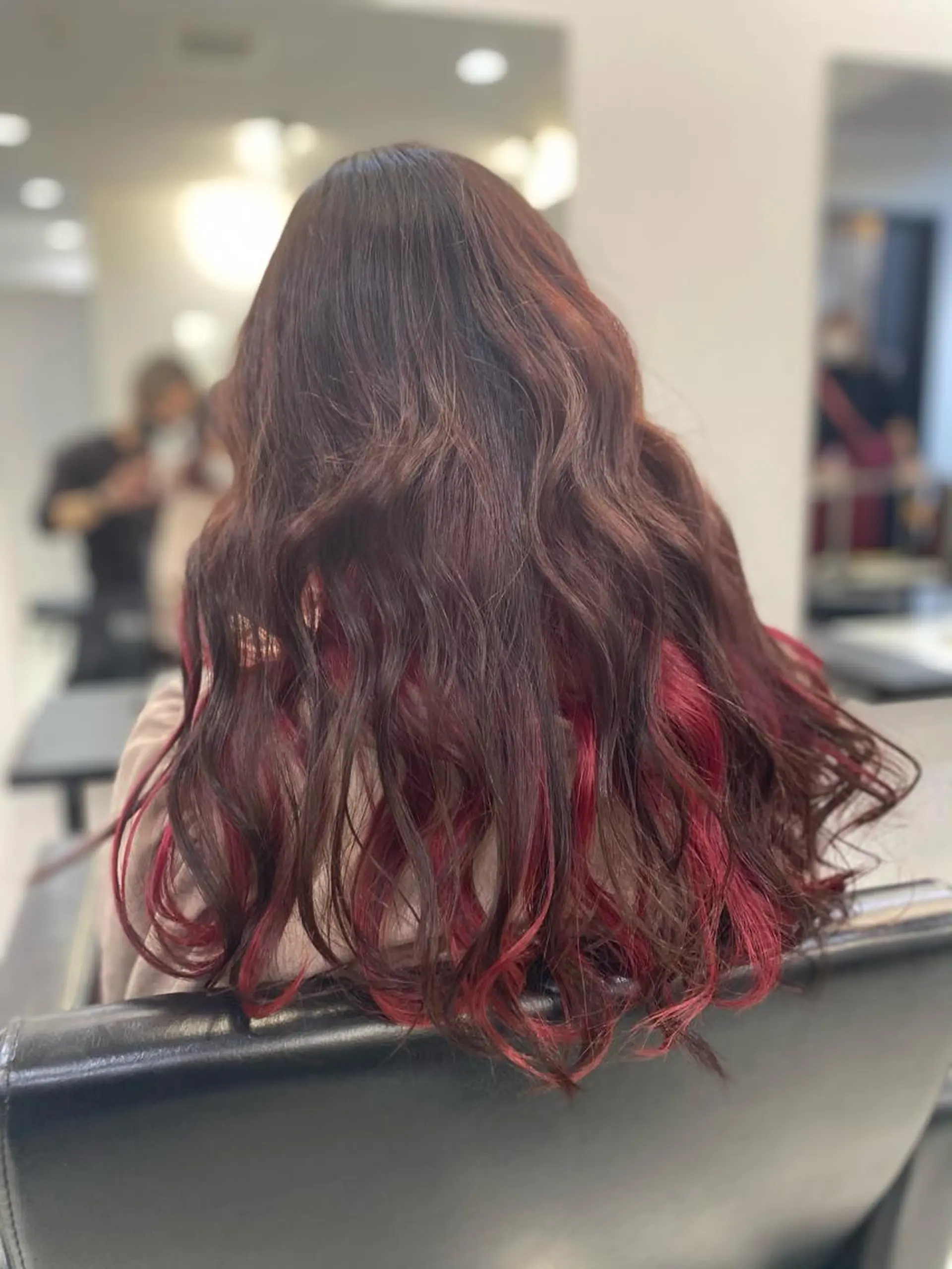 ロング カラー インナーカラー レッドカラー opus 店長大和 レイヤー/赤み消しのヘアスタイル