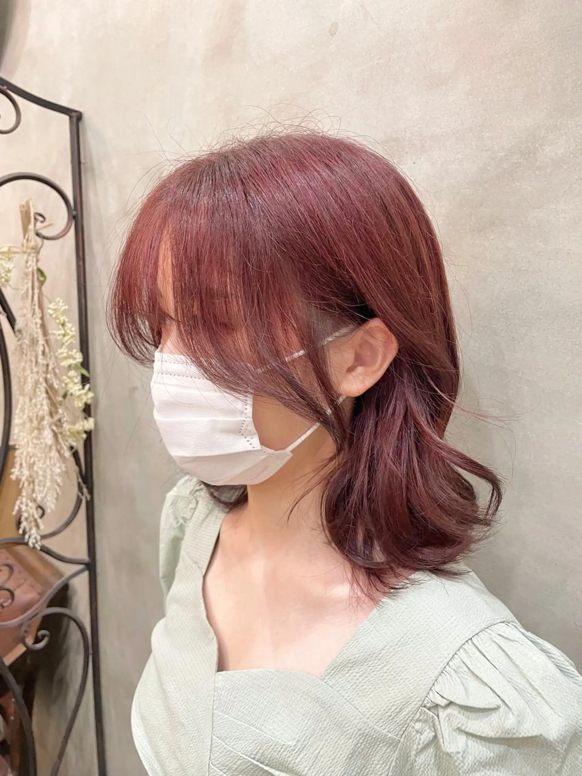 ミディアム カラー ヘアアレンジ カット 【ピンク/韓国ヘア/ ヘアセット】亜海のヘアスタイル