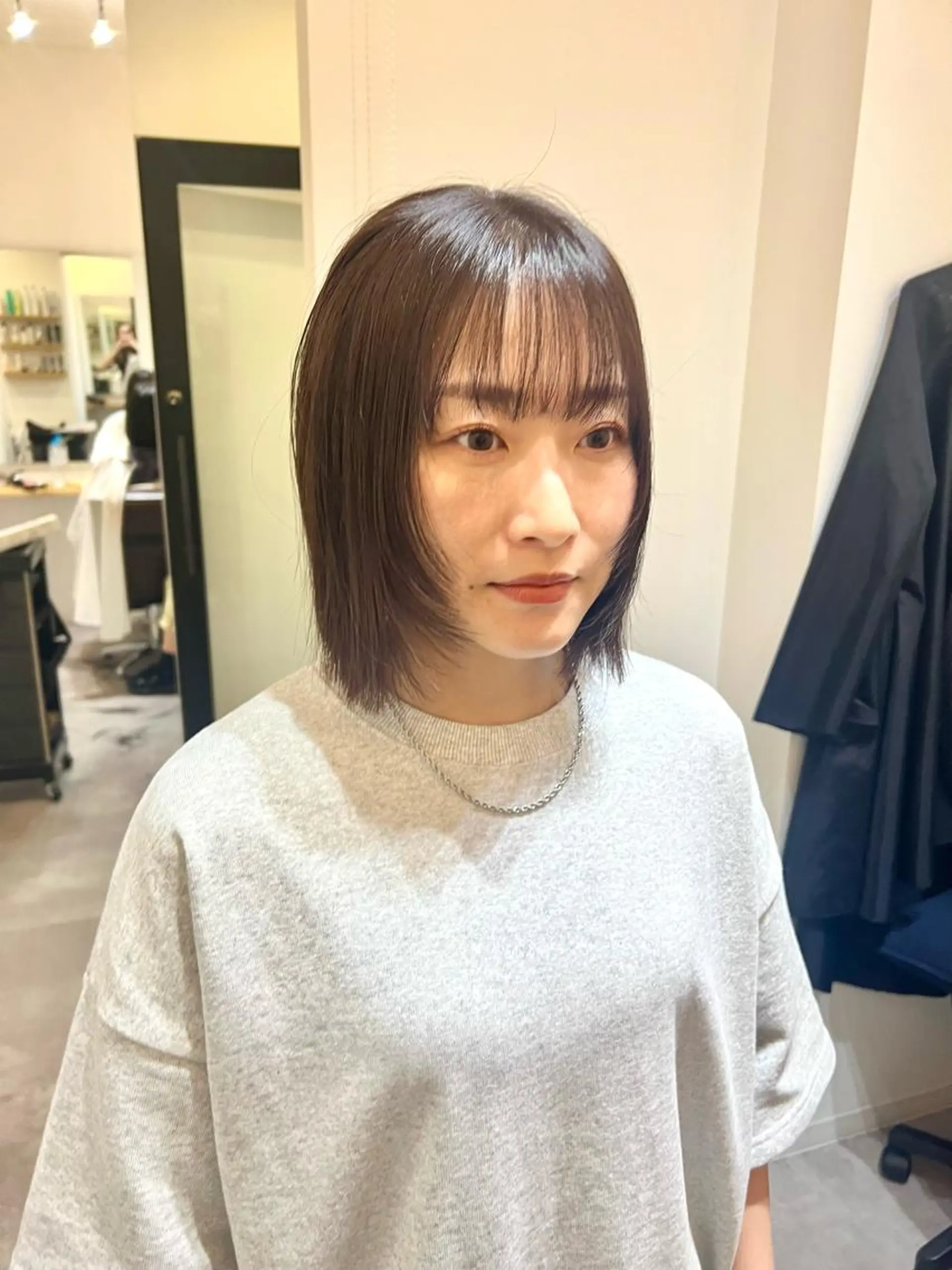 ショート カラー ブラウンカラー ラベンダーカラー ラベンダーブラウン ボブ 顔まわりレイヤー しおり/パーマ/ newi町田のヘアスタイル