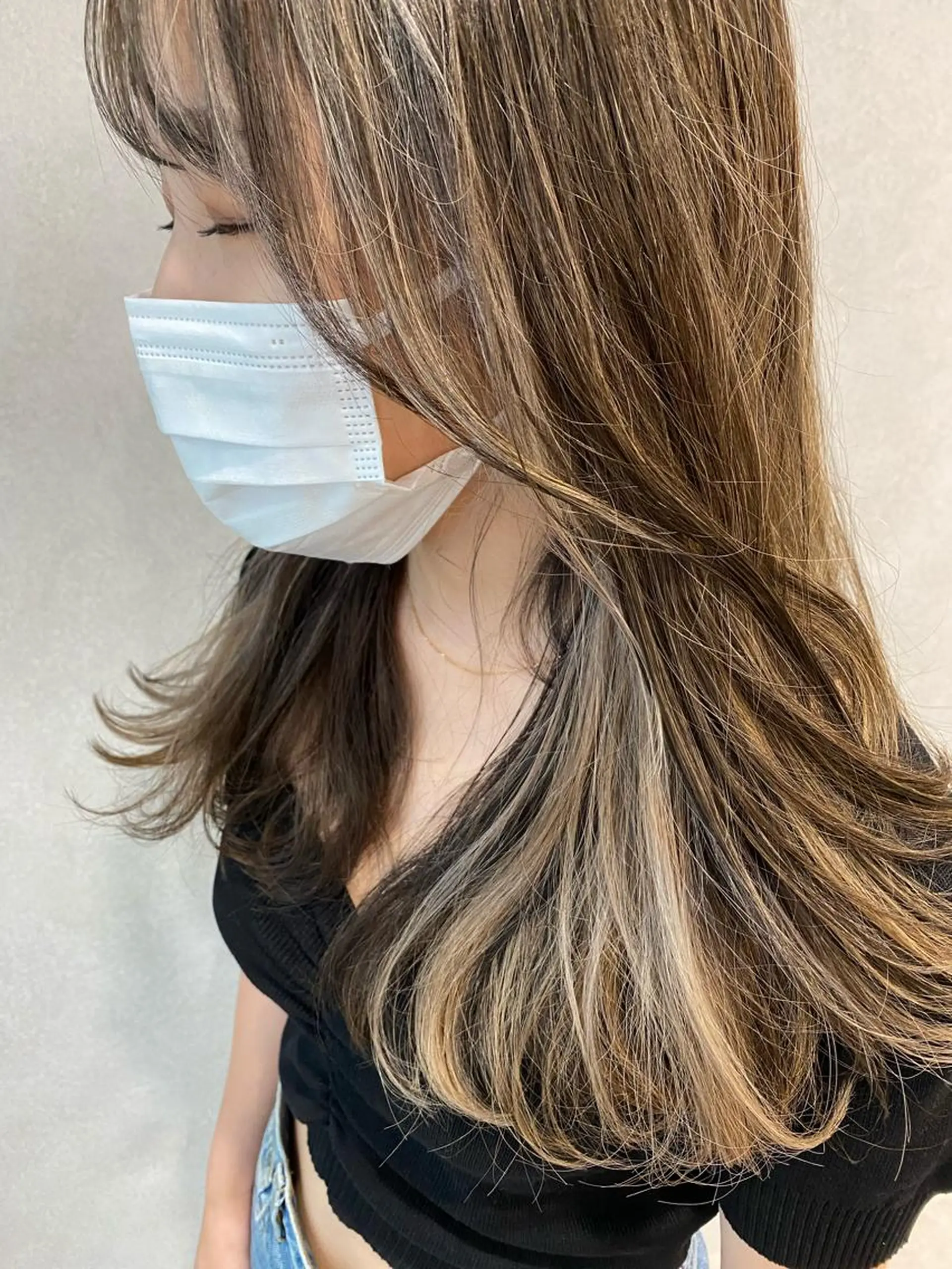 セミロング カラー ハイライトカラー ハイライト 韓国hair ·͜· watanabeのヘアスタイル