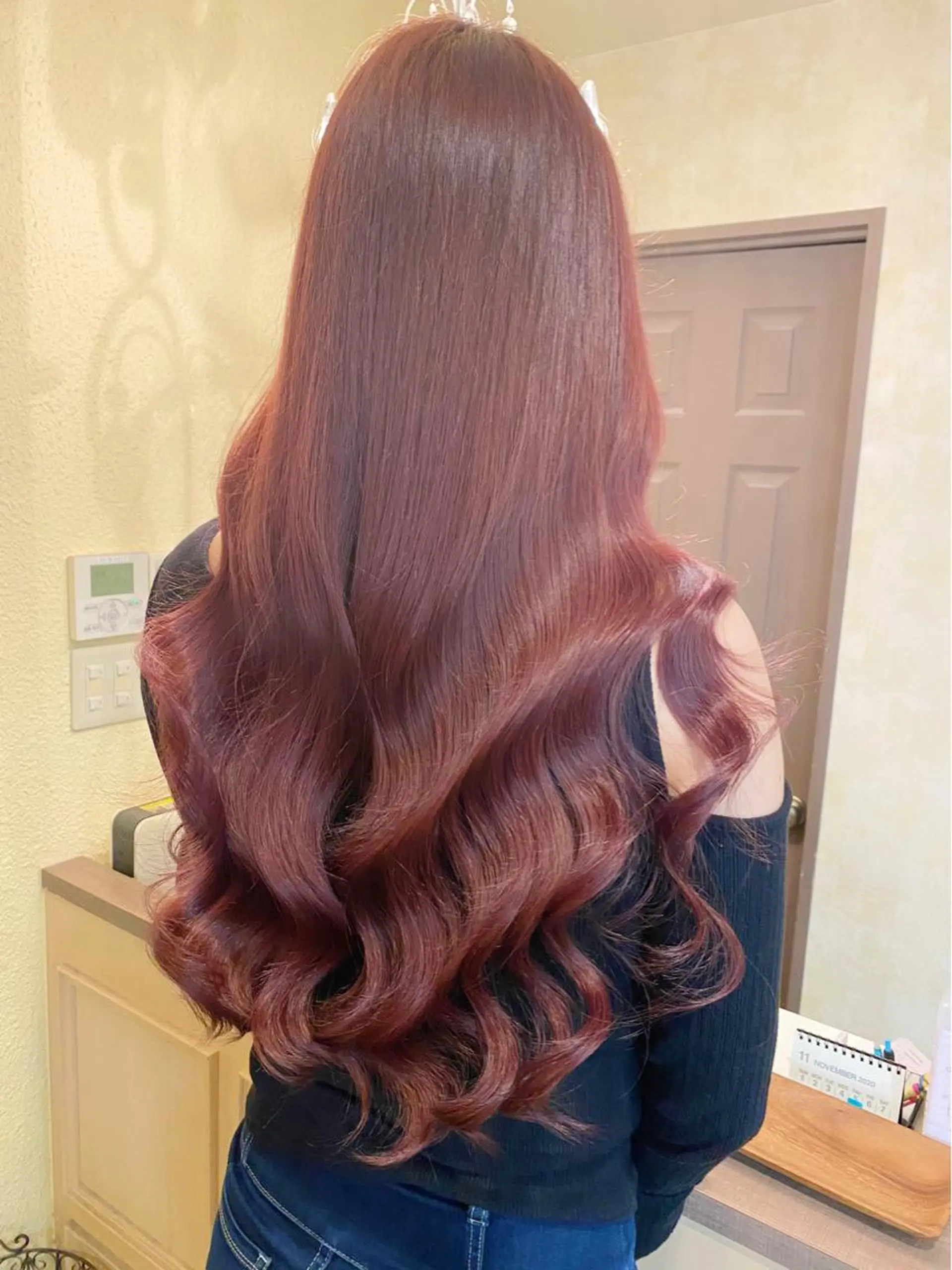 ロング カラー ヘアアレンジ イルミナカラー ロング オルチャンヘア 田井中 悠紀のヘアスタイル