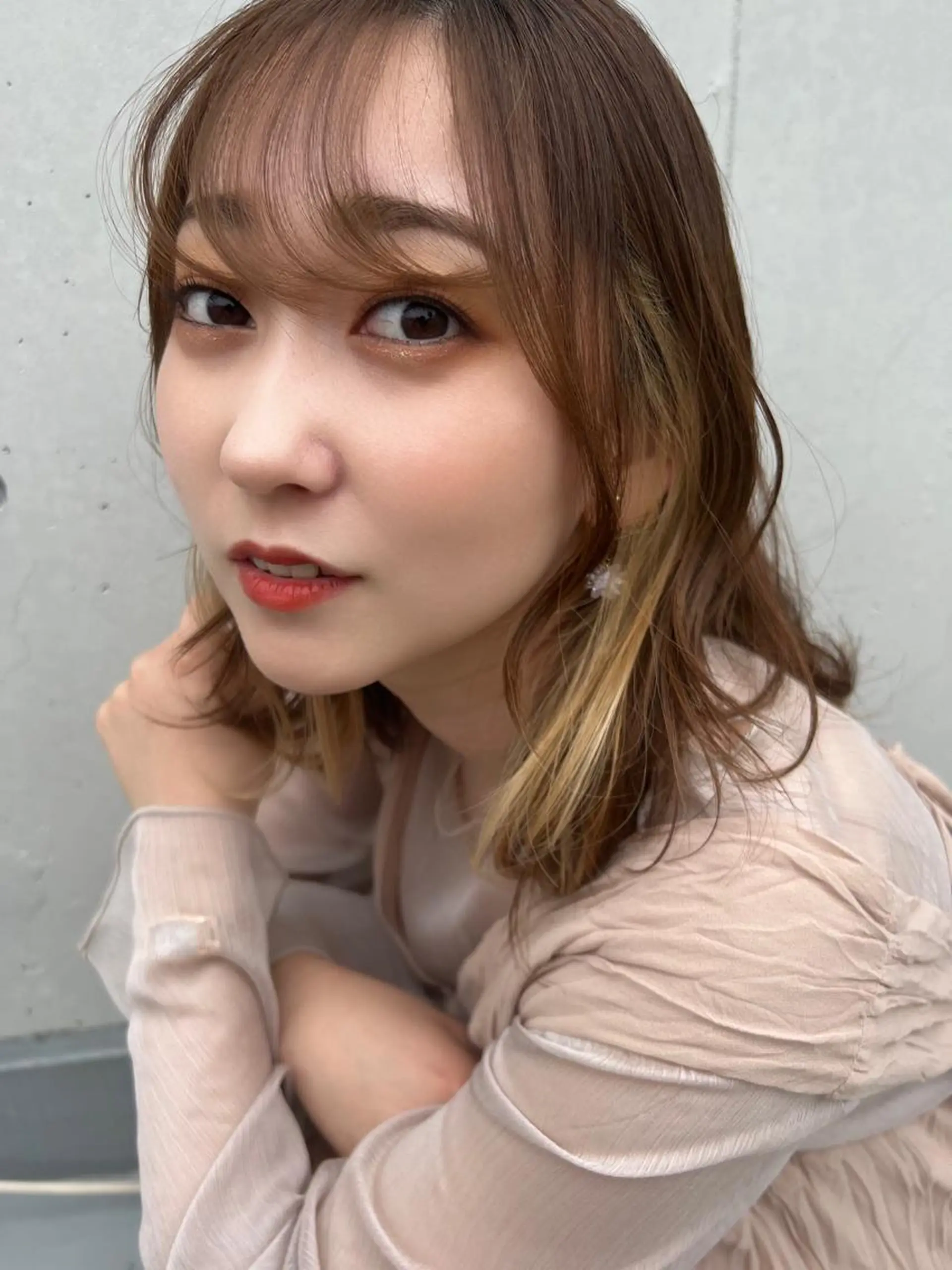 セミロング カラー イヤリングカラー ヘアカラー トリートメント ヘッドスパ ヘアセット 🥞ベージュ系カラー 【すずきりほ】🥞のヘアスタイル