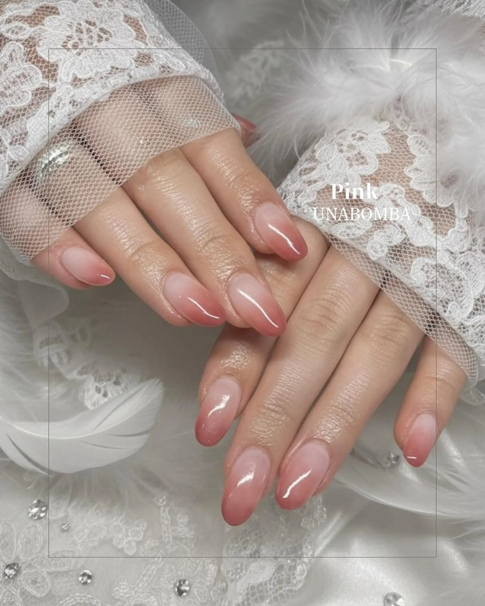 ネイル グラデーション ピンク ピンクベージュ ハンドネイル 24時間営業 UNABOMBAのネイルデザイン