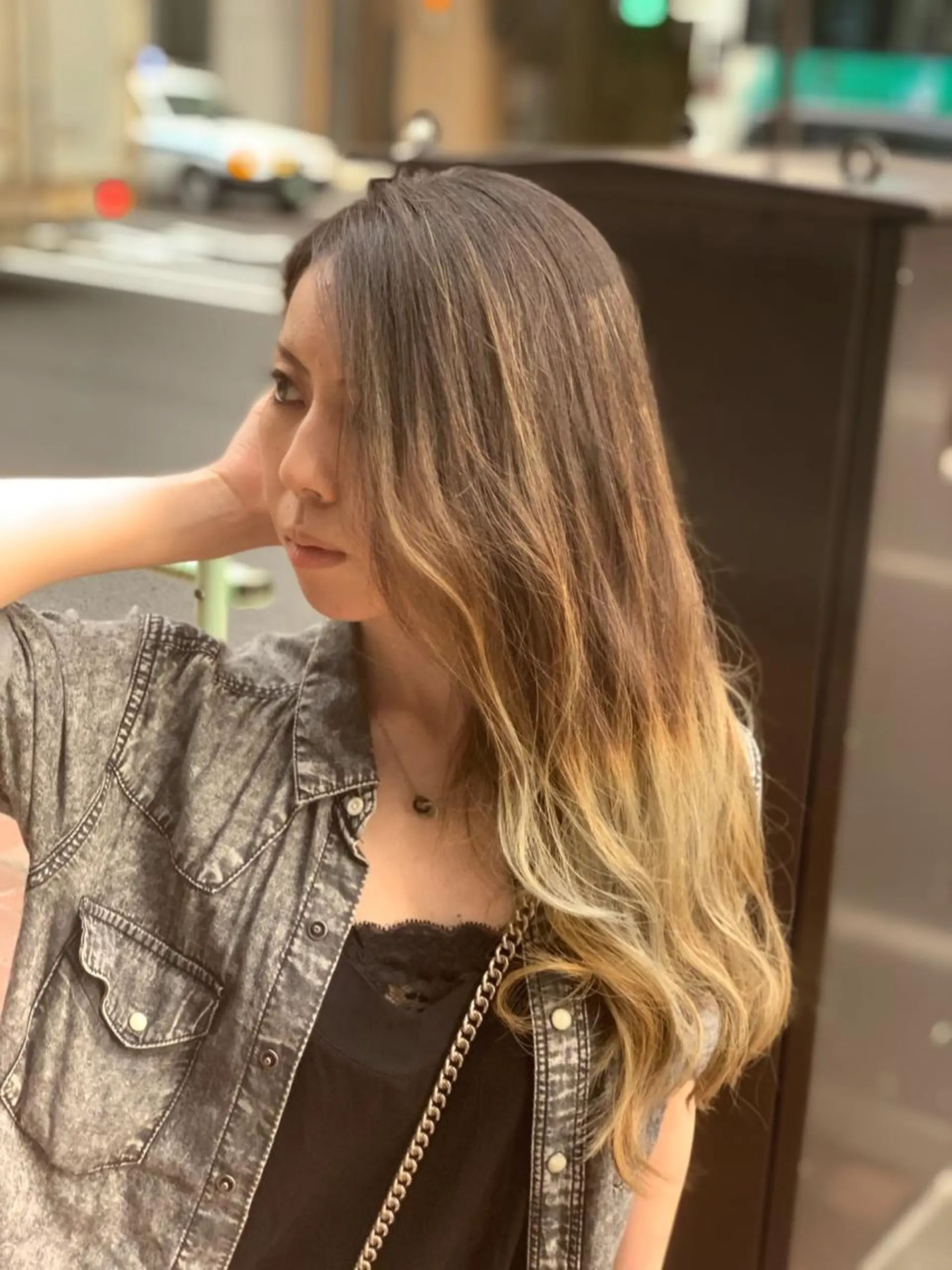 ロング カラー バレイヤージュ グレージュ レイヤーカット ハイライト✨髪質改善 TAKAさんです😊のヘアスタイル