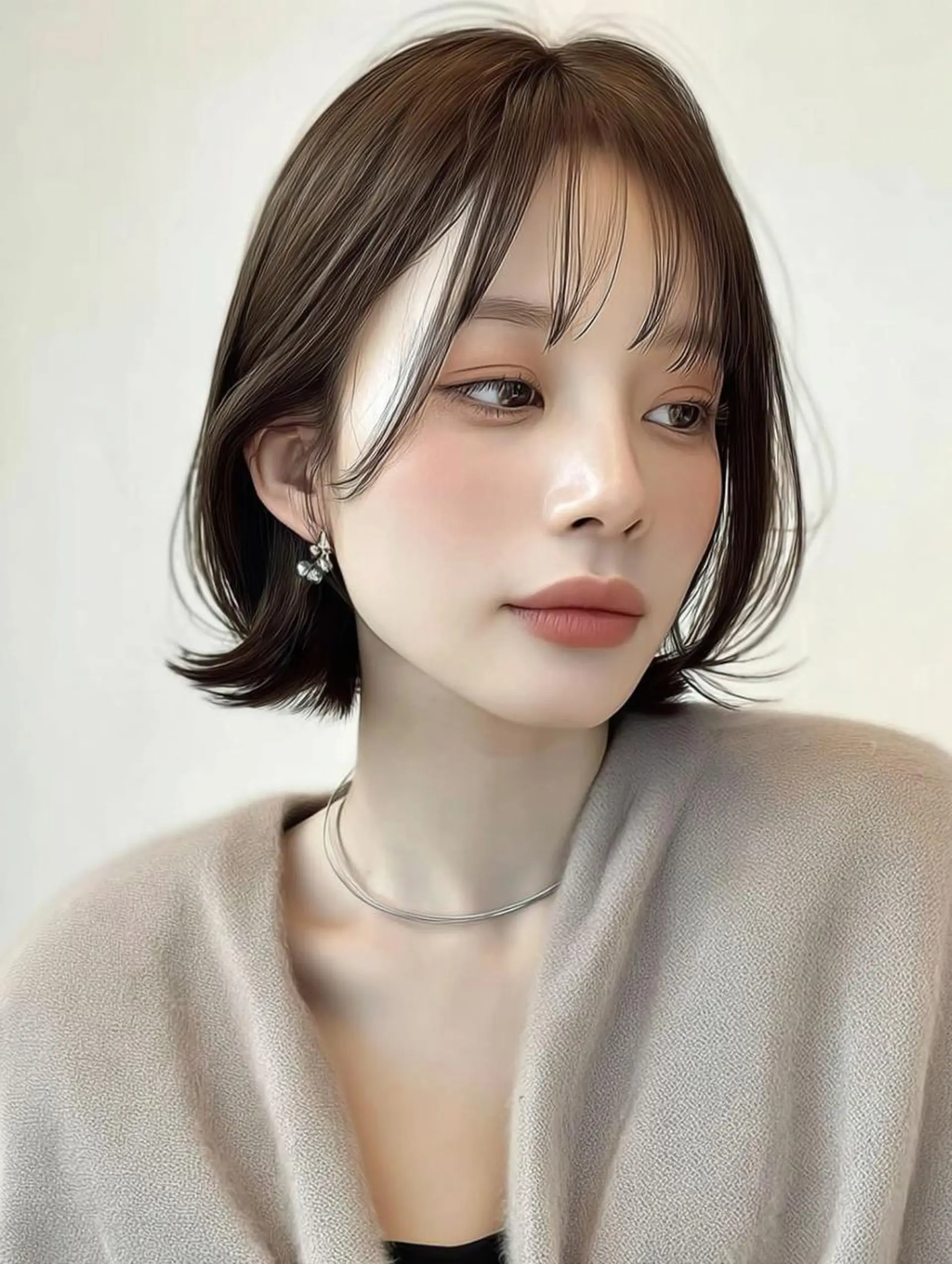 ミディアム カット ヘアカラー トリートメント 青木 りおのヘアスタイル