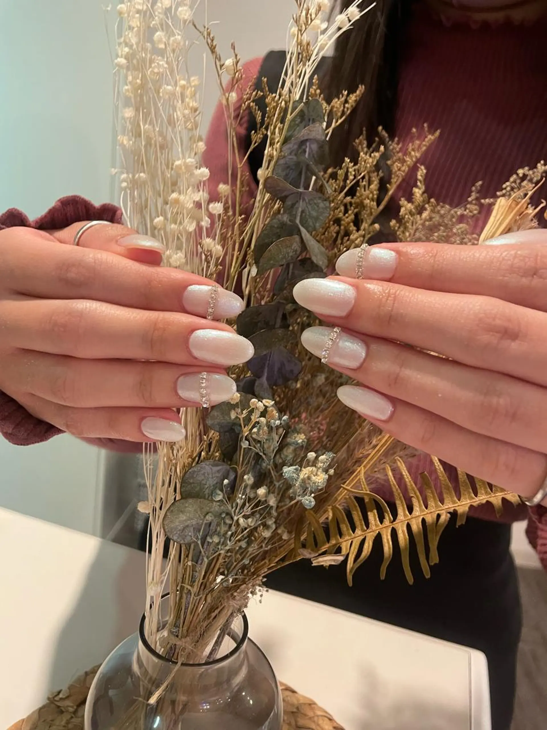 ネイル ラメ(グリッター) シルバー シンプルネイル ハンドネイル DigNail Moeのネイルデザイン