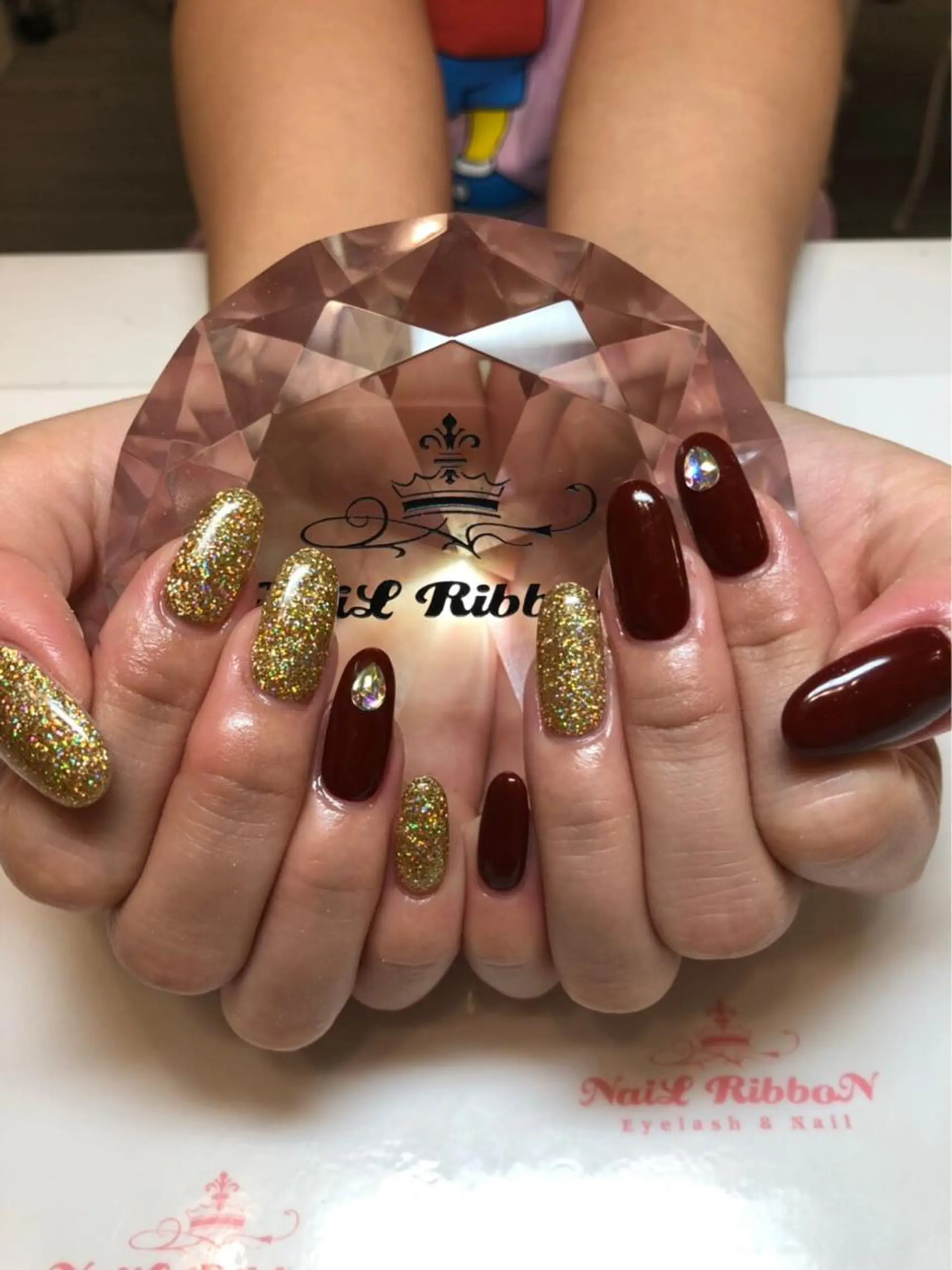 ネイル 春ネイル ネイルリボン 受付スタッフのネイルデザイン