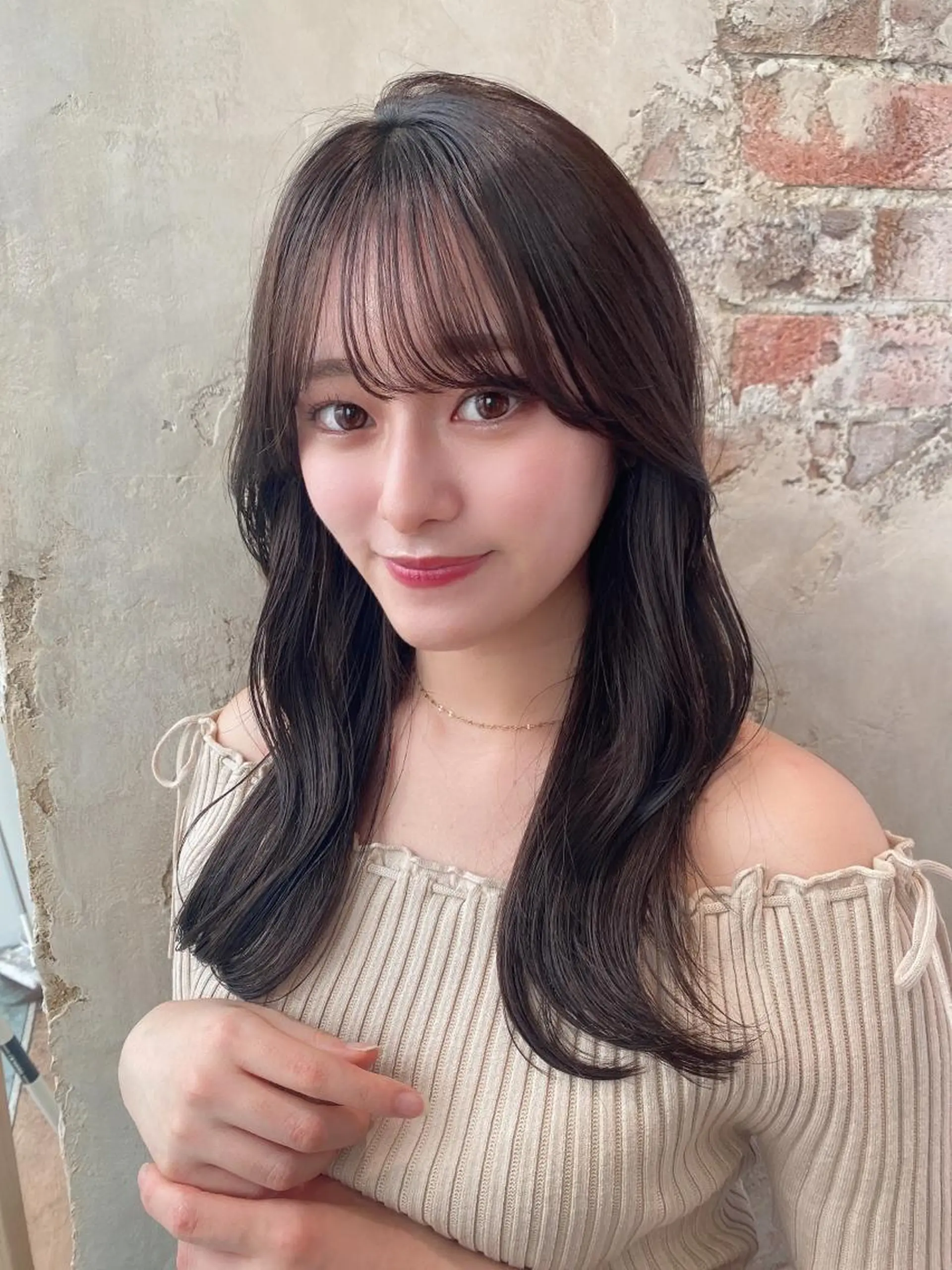 セミロング カラー ヘアアレンジ ベージュカラー ブラウンカラー ブラウンベージュ くびれヘア 韓国風ヘア カット ヘアカラー トリートメント 顔周り/くびれヘア 韓国ヘア💕風間るなのヘアスタイル