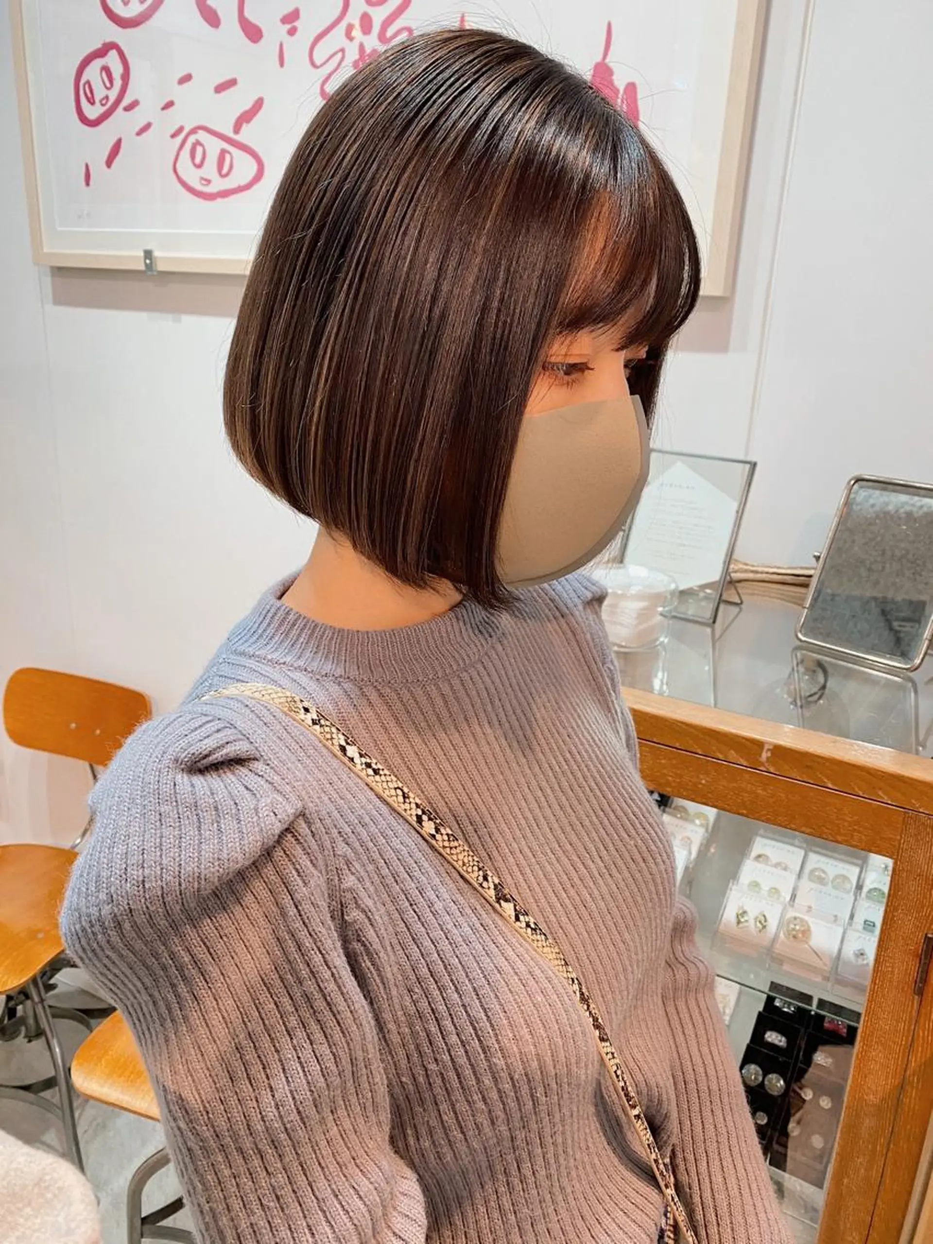 ショート カラー ハイライトカラー ボブ ハイライト ブリーチなしカラー/ 髪質改善/寺門束のヘアスタイル