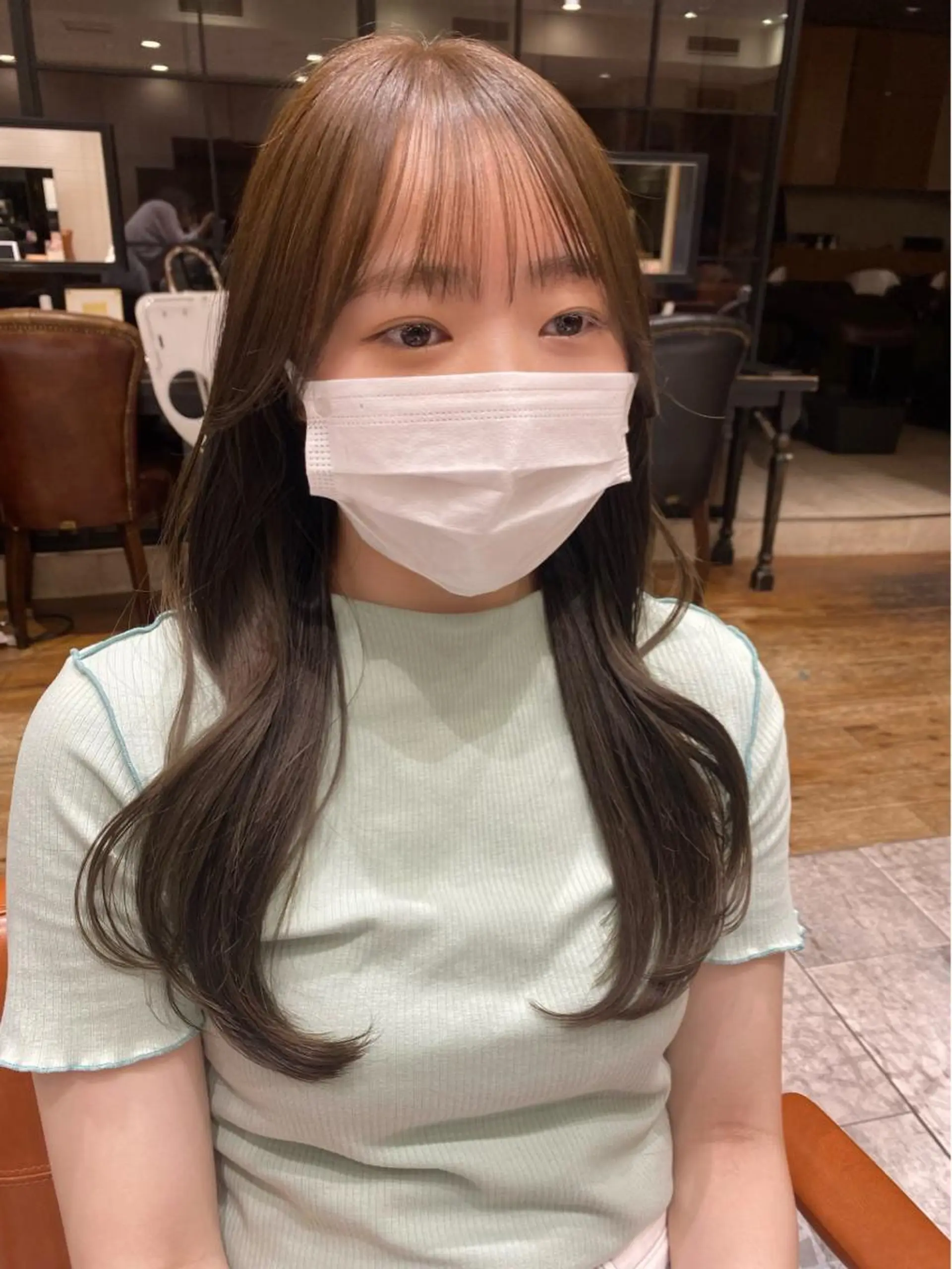 セミロング カラー ベージュカラー ブラウンカラー ブラウンベージュ くびれヘア カット ヘアカラー トリートメント 顔周り/くびれヘア 韓国ヘア💕風間るなのヘアスタイル