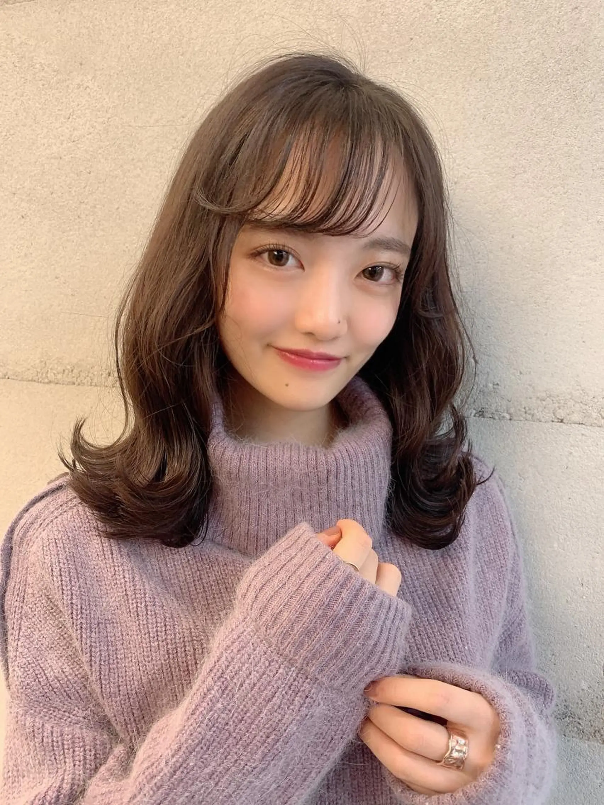 ミディアム カラー 透明感/オリーブ/ グレージュ/YUKAのヘアスタイル