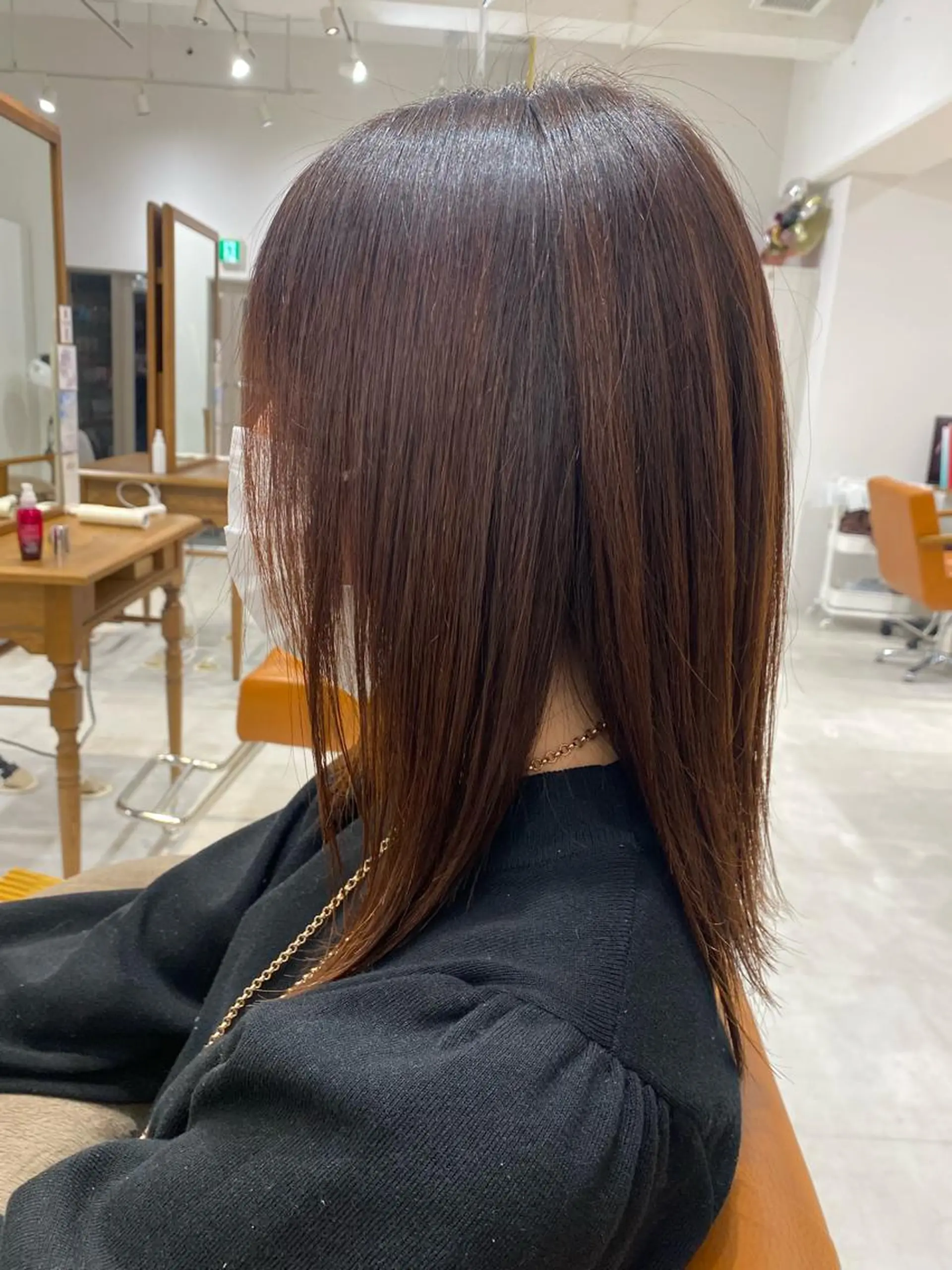 セミロング パーマ 縮毛矯正 山﨑 燦人のヘアスタイル