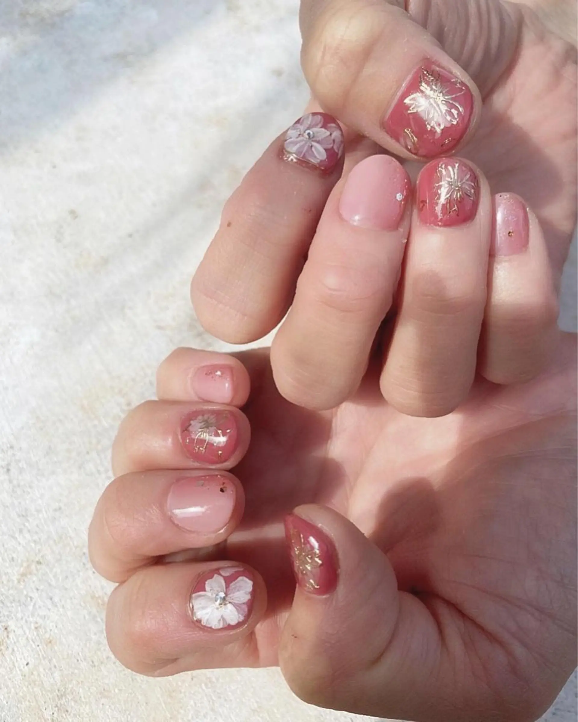 ネイル 桜ネイル フラワーネイル 春ネイル ハンドネイル plunail mikiのネイルデザイン