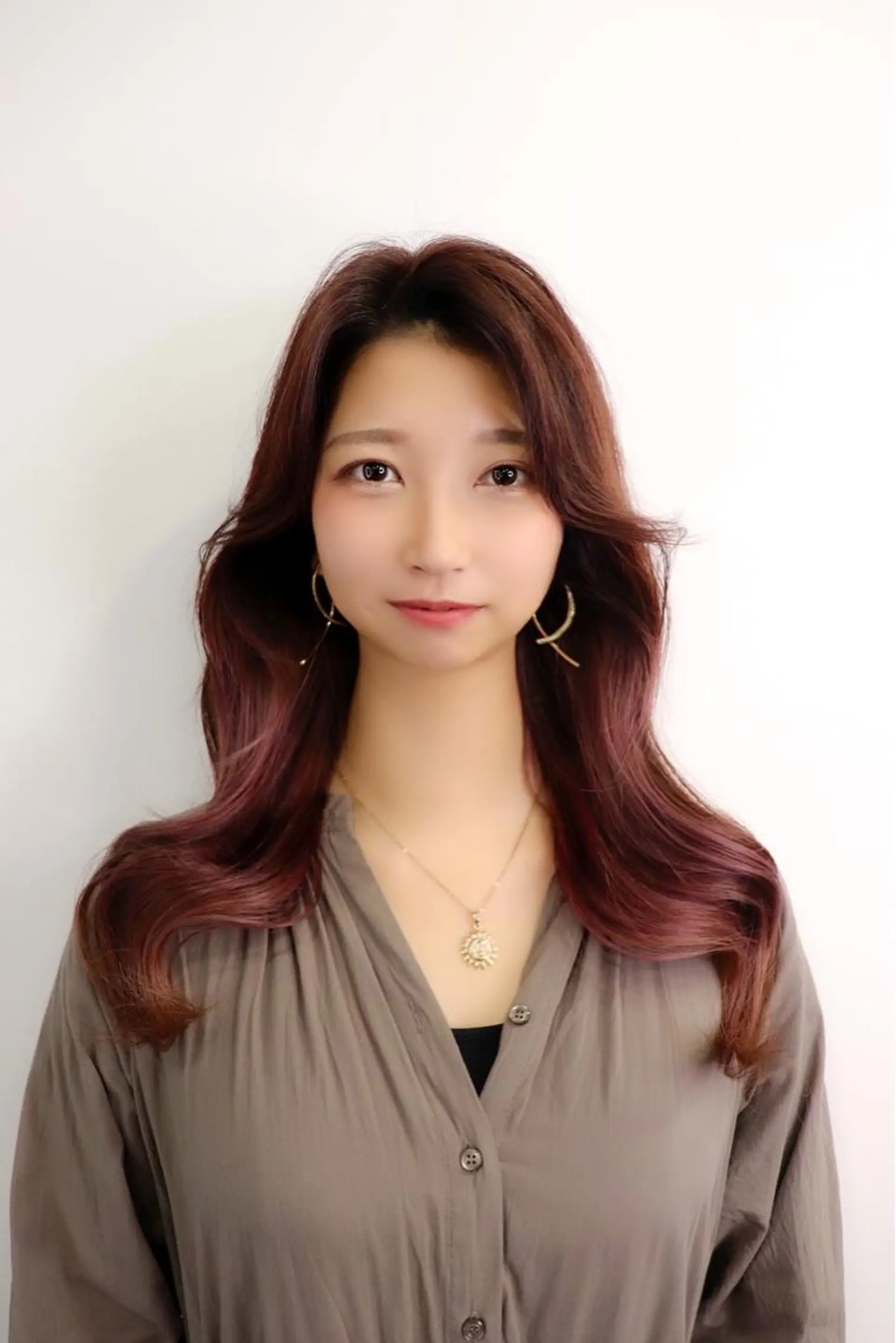 ロング カラー ブラウンカラー ピンクカラー ピンクブラウン 韓国風ヘア ヘアカラー TSUYOSHI 韓国ヘア/くびれヘアのヘアスタイル