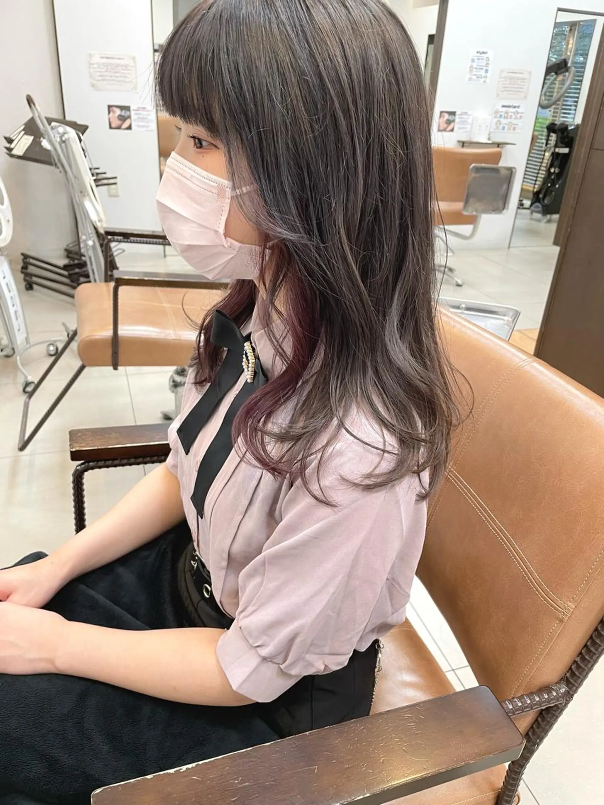 セミロング カット ヘアカラー 明石遼/ベージュ / ピンクのヘアスタイル