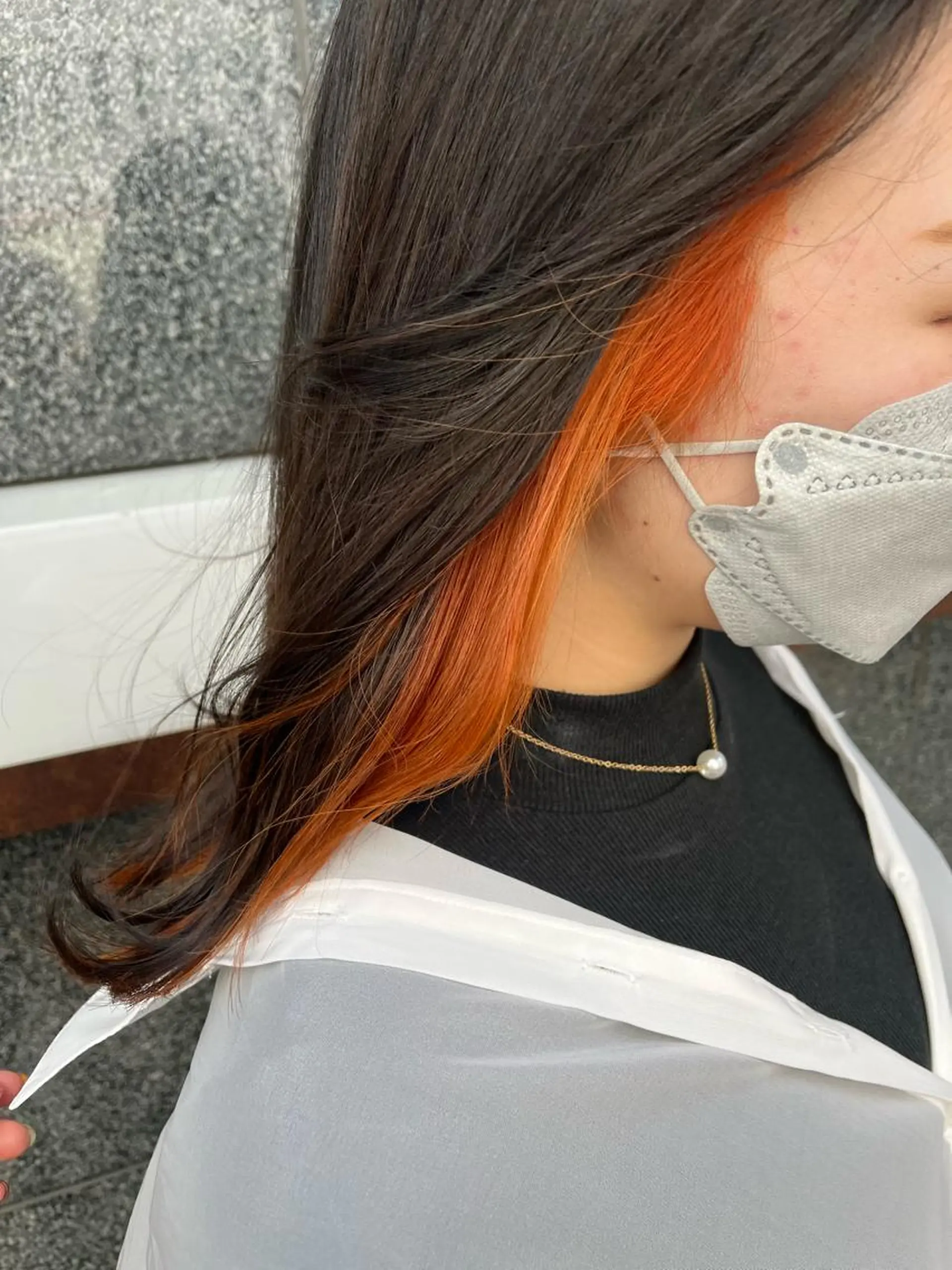 ロング カラー オレンジ ヘアカラー トリートメント ヘアセット 韓国/インナーカラー 🍑YUI🍑のヘアスタイル