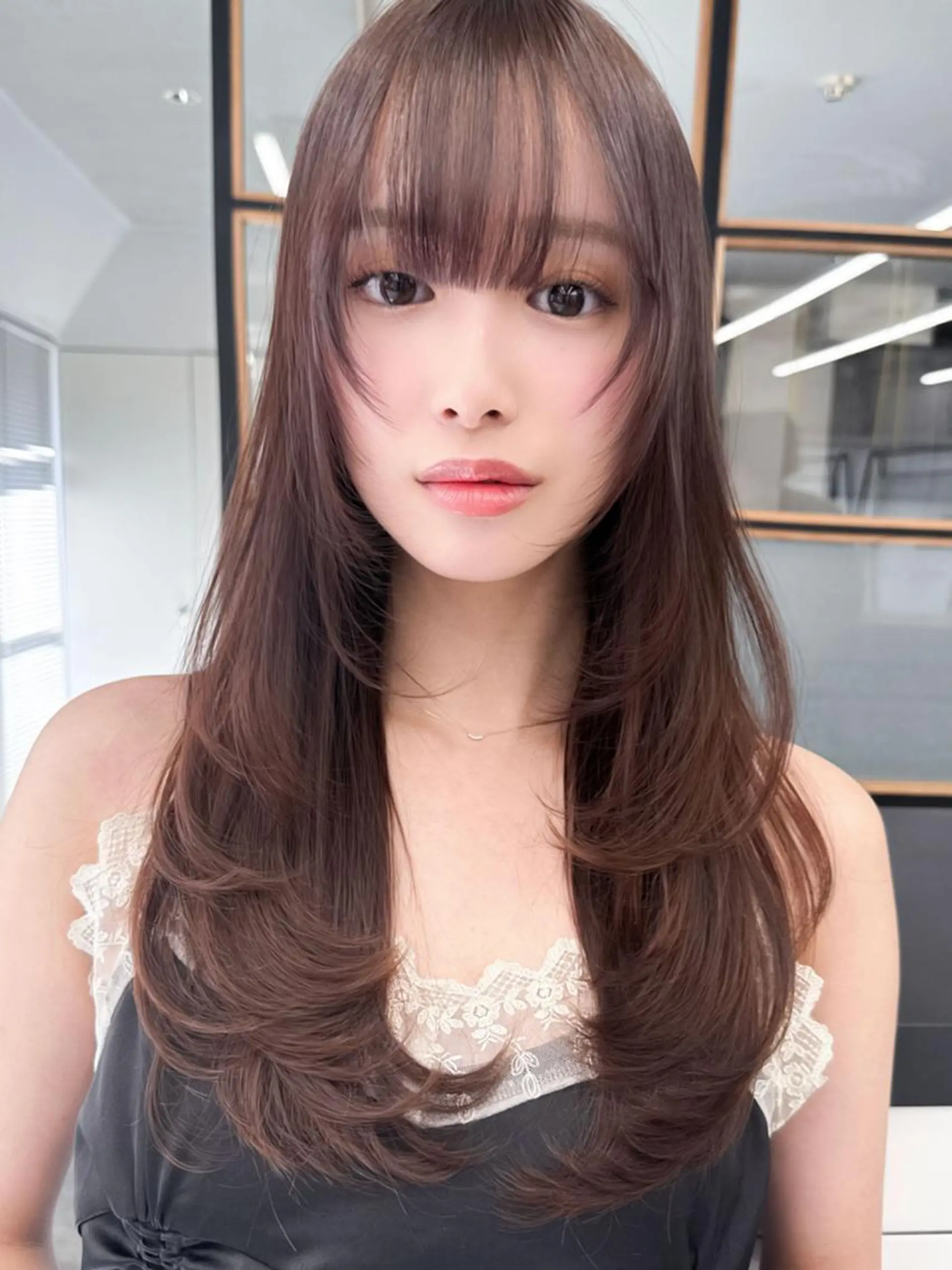 ロング カラー 🍒顔まわりカット/ 韓国/まなみ🍒のヘアスタイル