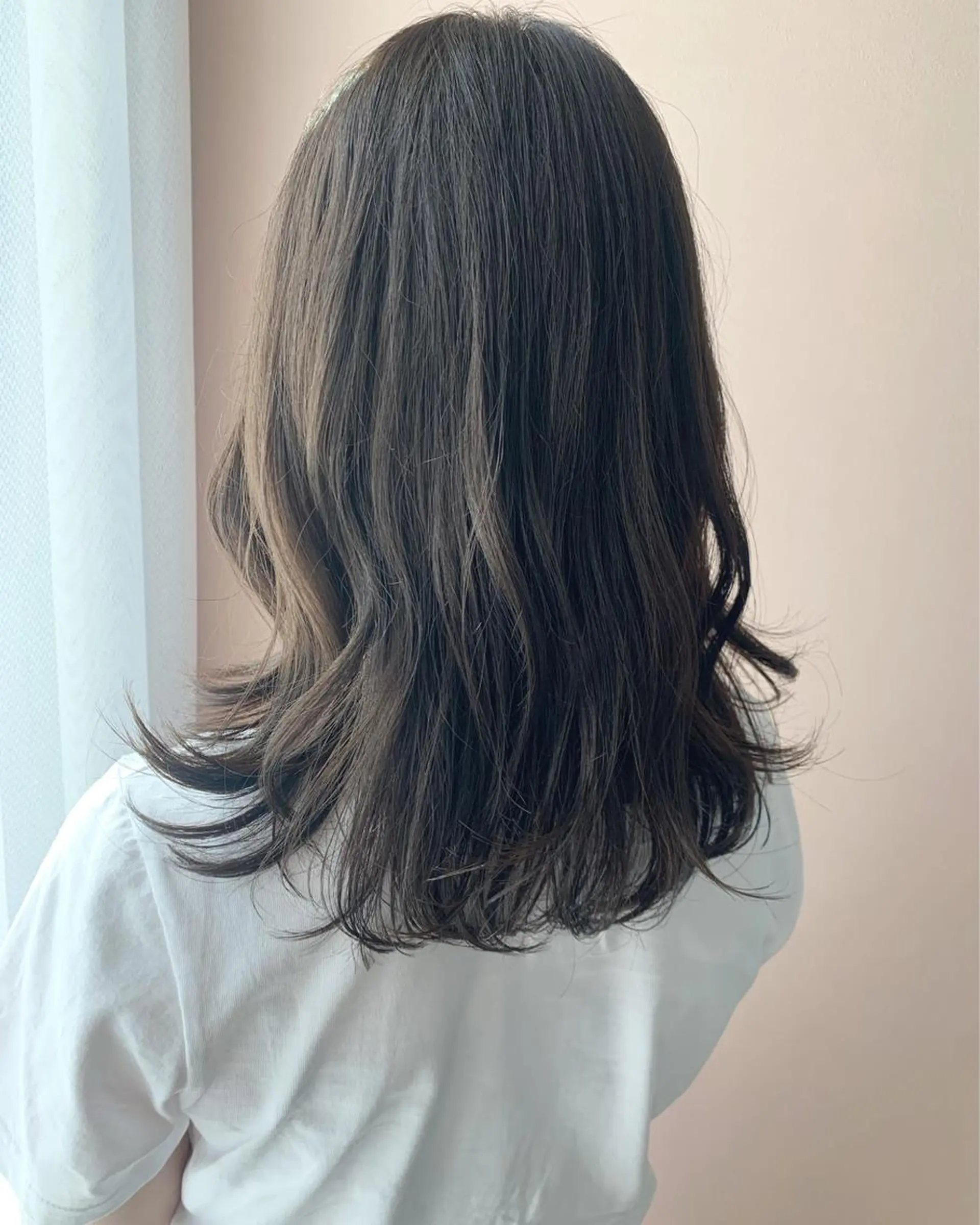 セミロング カラー アッシュ 透明感カラー シルバー hub hair レイヤー/透明感のヘアスタイル