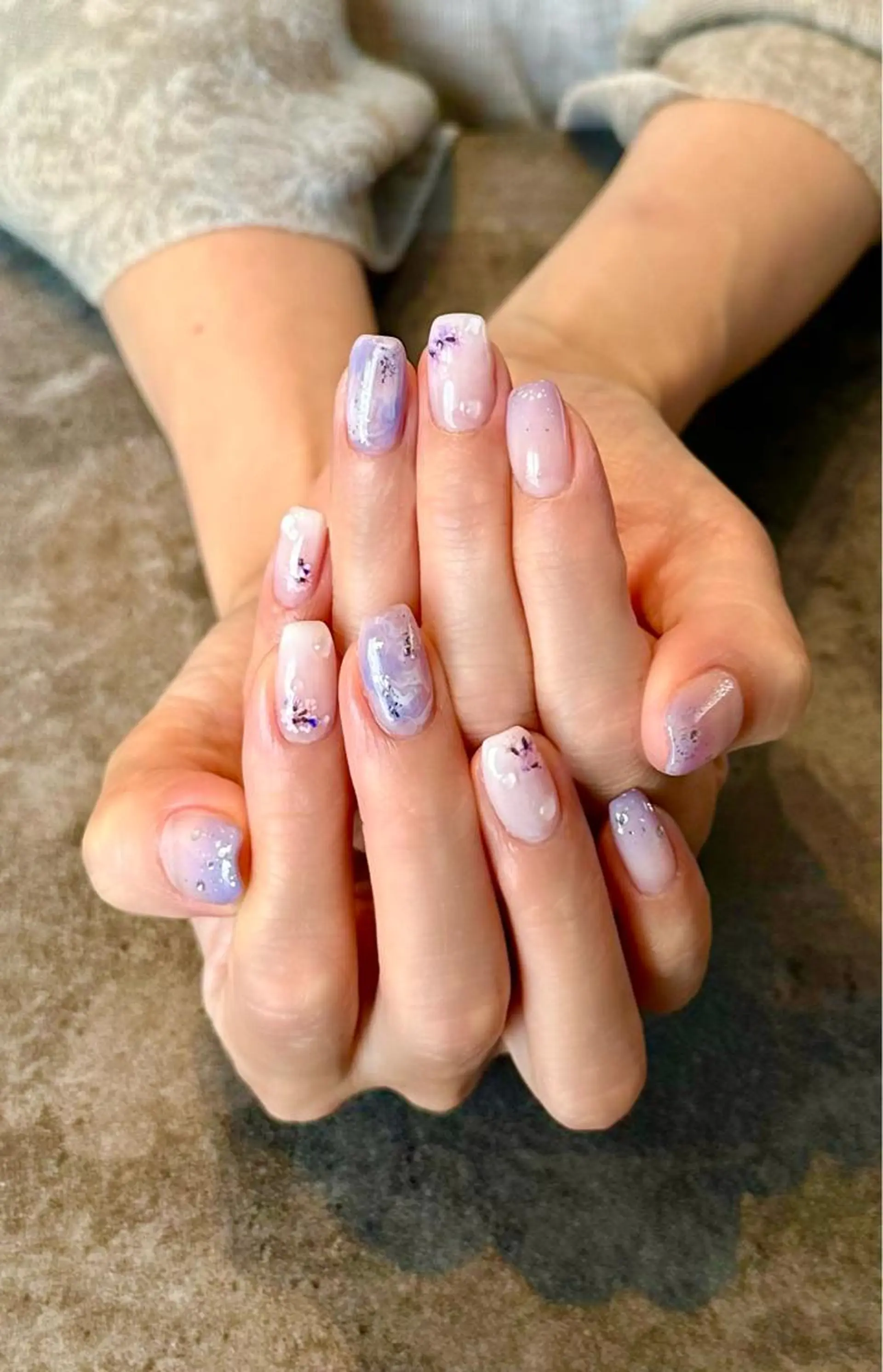 ネイル フラワーネイル フレンチネイル ジェルネイル ガラスフレンチ 大理石ネイル(マーブル) nail salon amanoのネイルデザイン