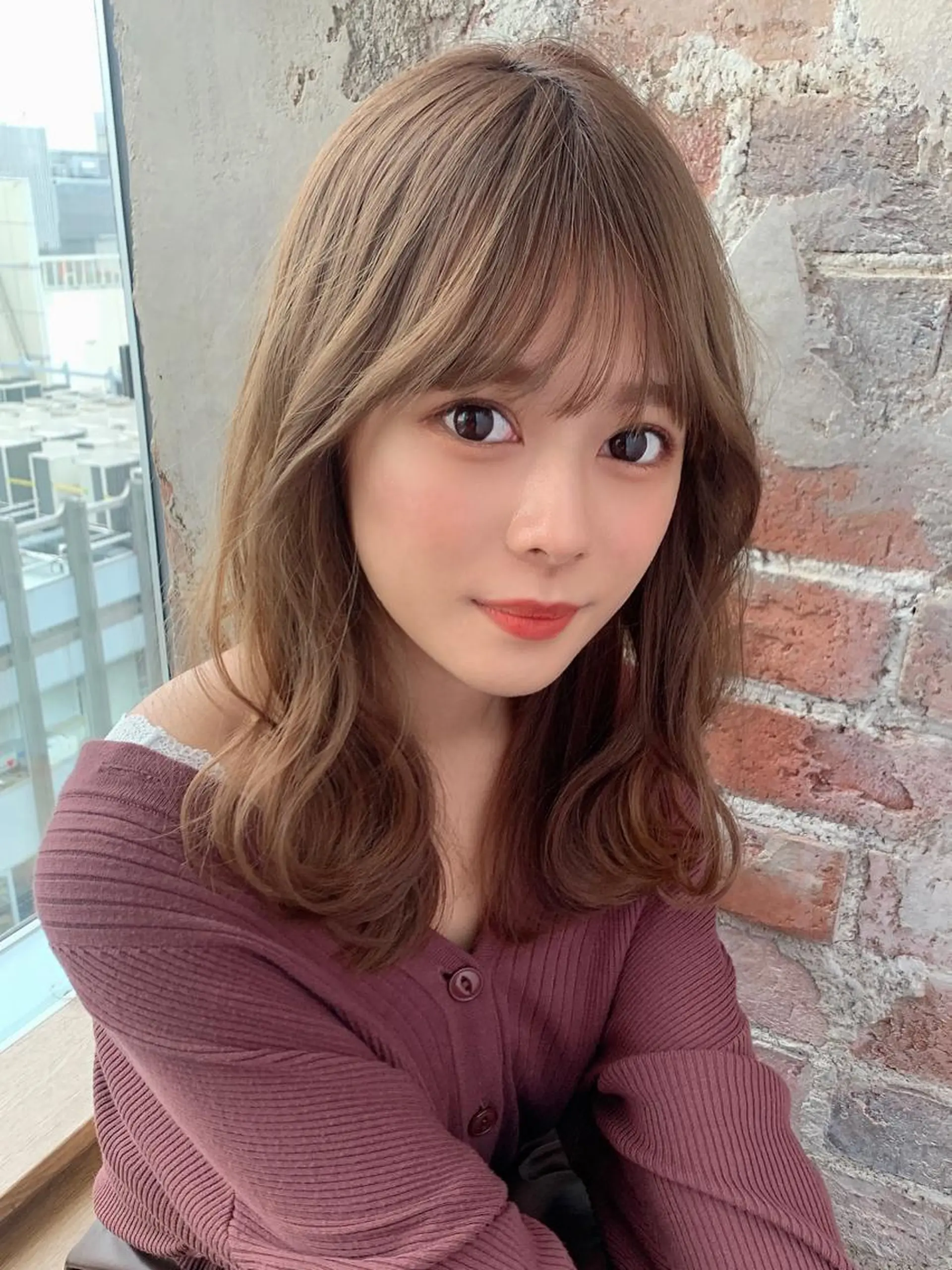 ミディアム カラー ベージュカラー ブラウンカラー くびれヘア 髪質改善 縮毛矯正 🧡くびれヘア/前髪 顔周り🧡久原結衣のヘアスタイル