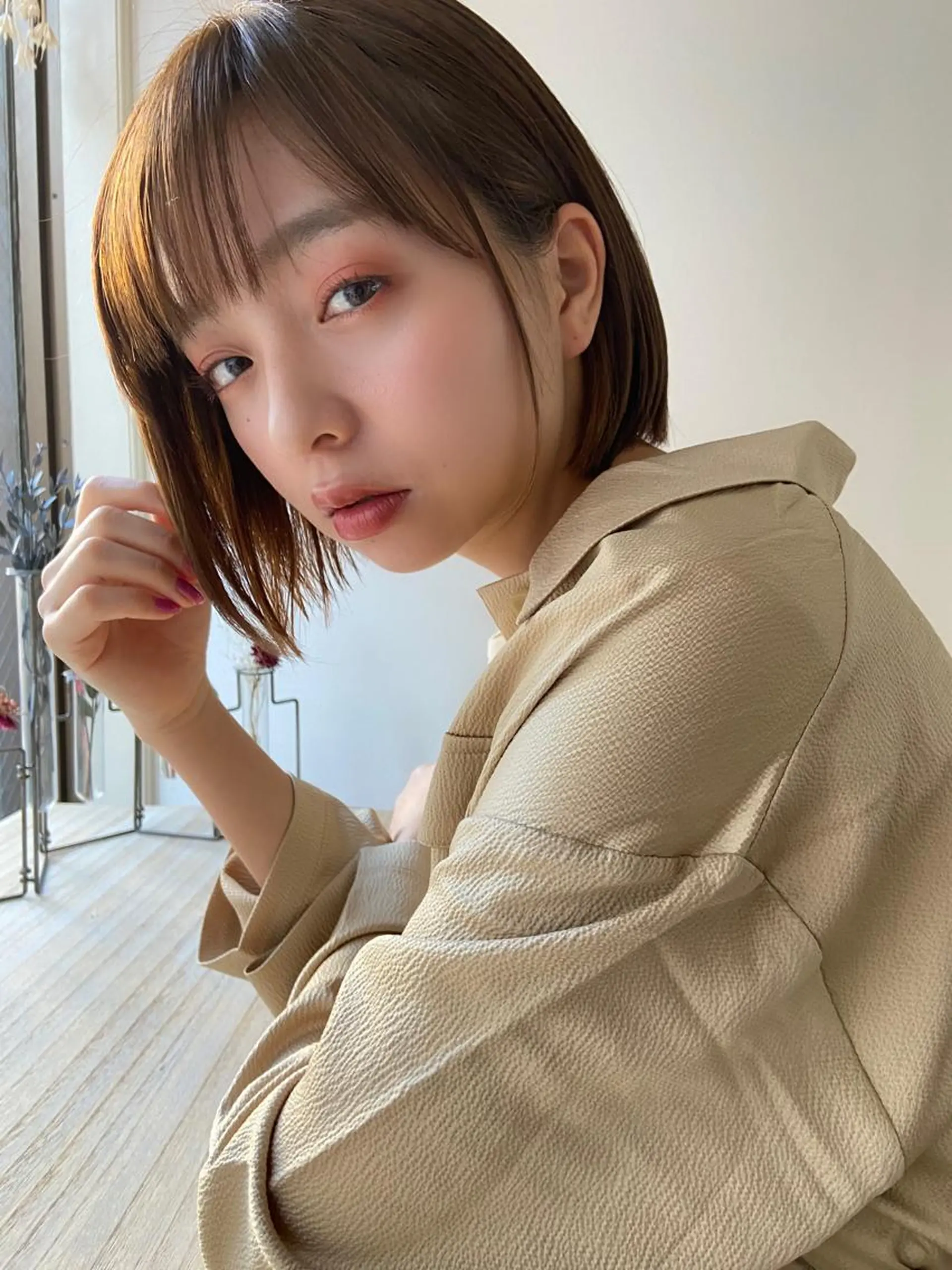 ショート カラー 🤎ベージュカラー 🐶メンズパーマのヘアスタイル