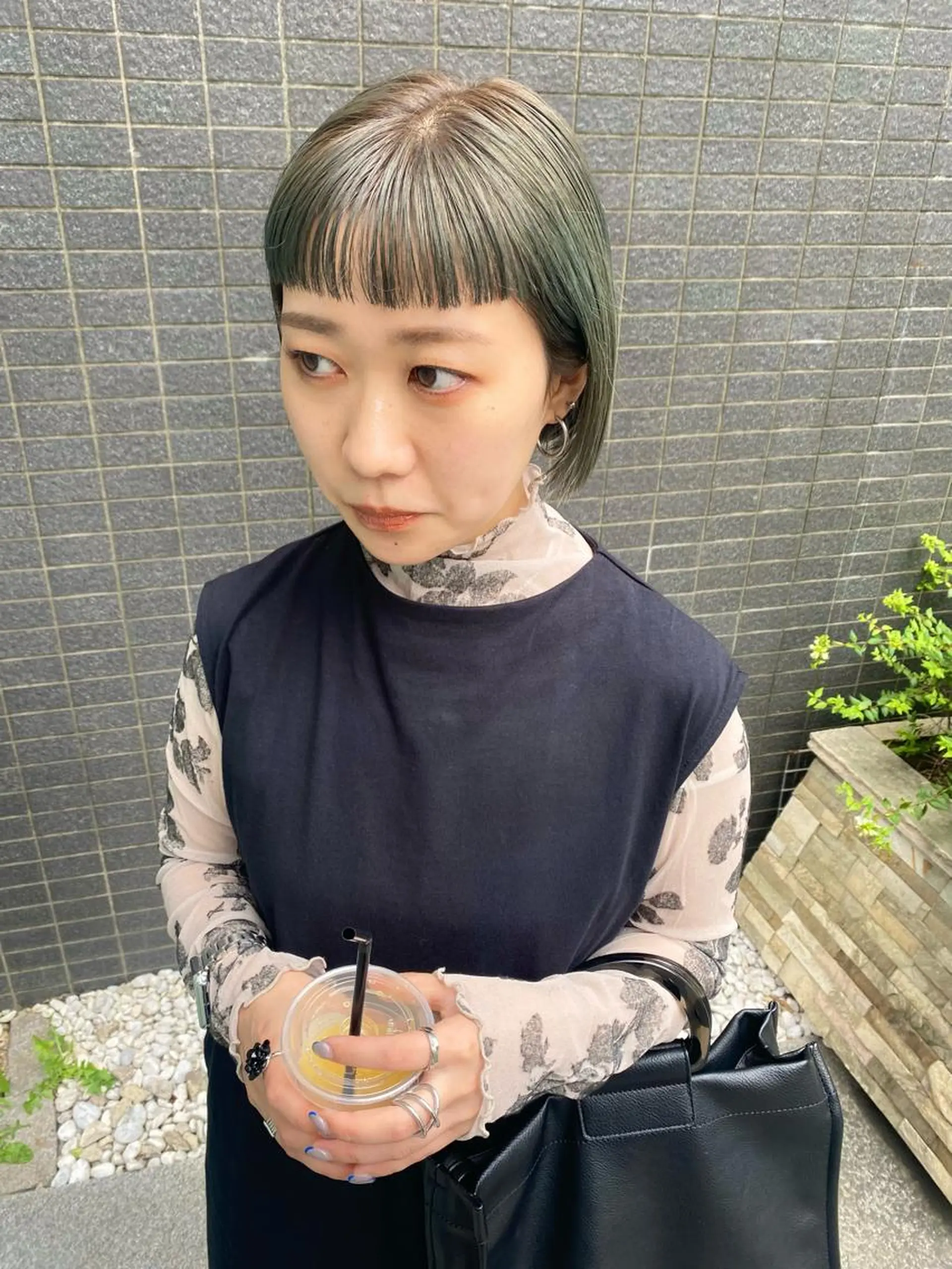 ショート カラー パーマ ヘアアレンジ 髪と音処　マトぺ所属・デザインカラー/ボブ ブリーチカラー/ユリのヘアスタイル