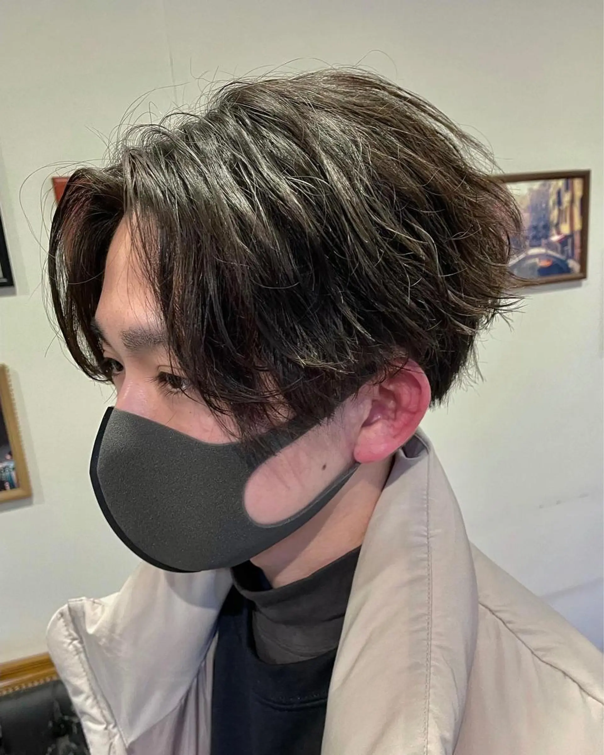 メンズ センターパート カット 髪質改善×白髪ぼかし 美容師✂️武澤龍賀のヘアスタイル