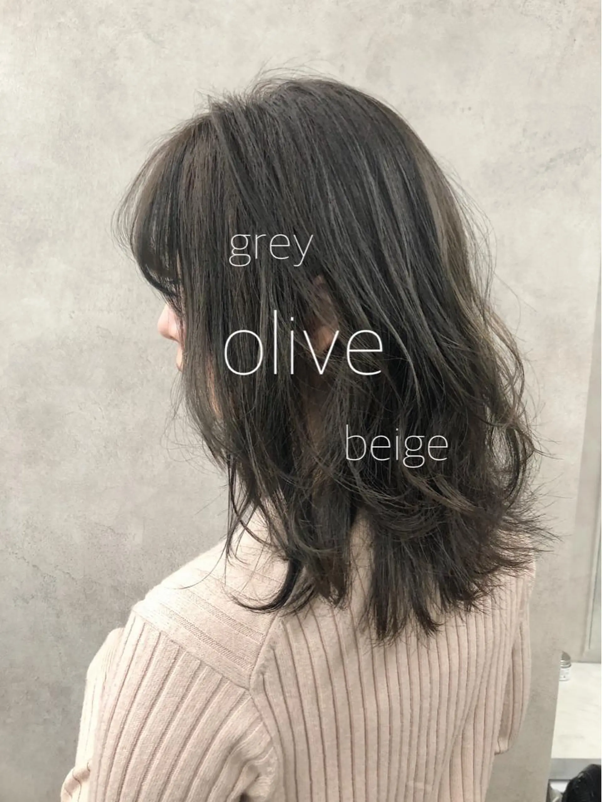 ミディアム カラー グレージュ オリーブグレージュ オリーブグレー カット ヘアカラー ヘアセット 柔らかbeige モトキのヘアスタイル