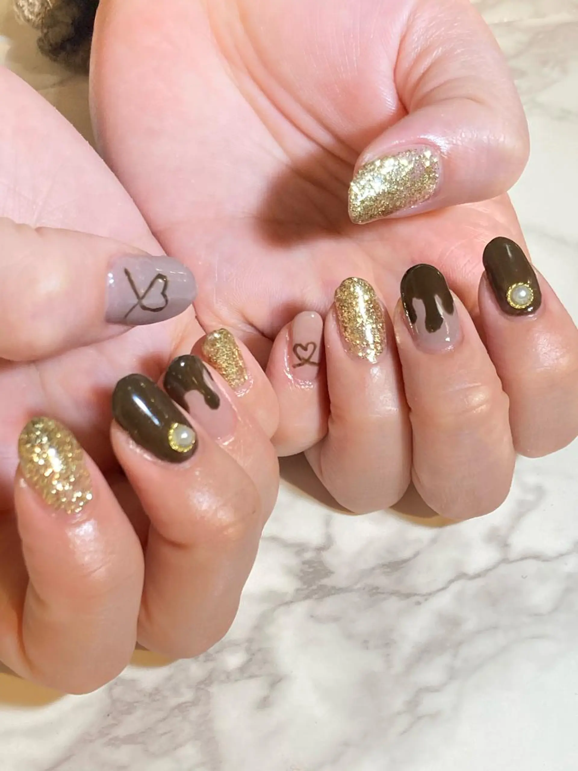 ネイル ジェルネイル ハート バレンタイン a.m.p nail所属・高山 奈津美のネイルデザイン