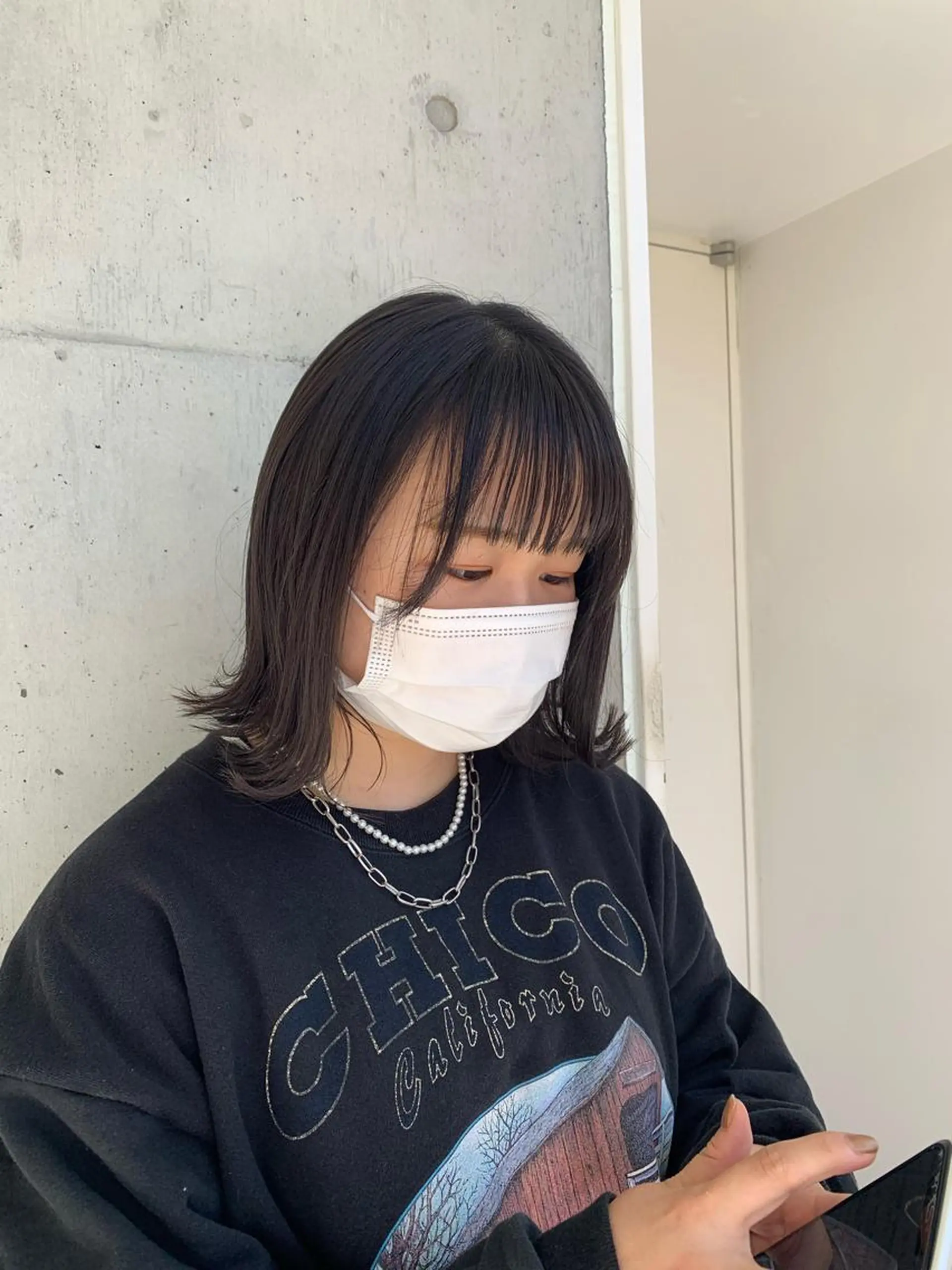 ミディアム カラー 切りっぱなしボブ ボブ カネコ ユカリのヘアスタイル