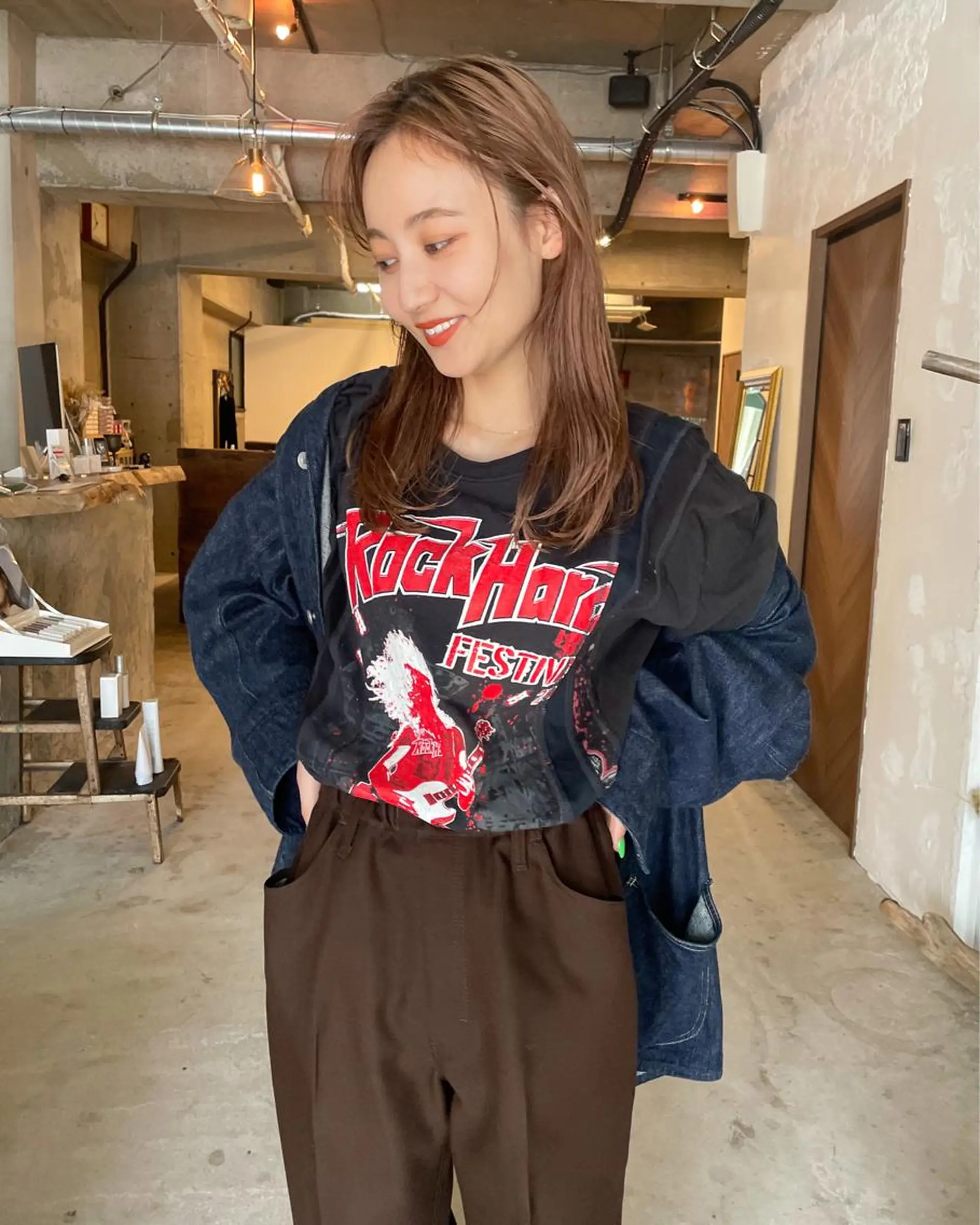 ロング カラー パーマ/レイヤー 岩山丈一郎のヘアスタイル