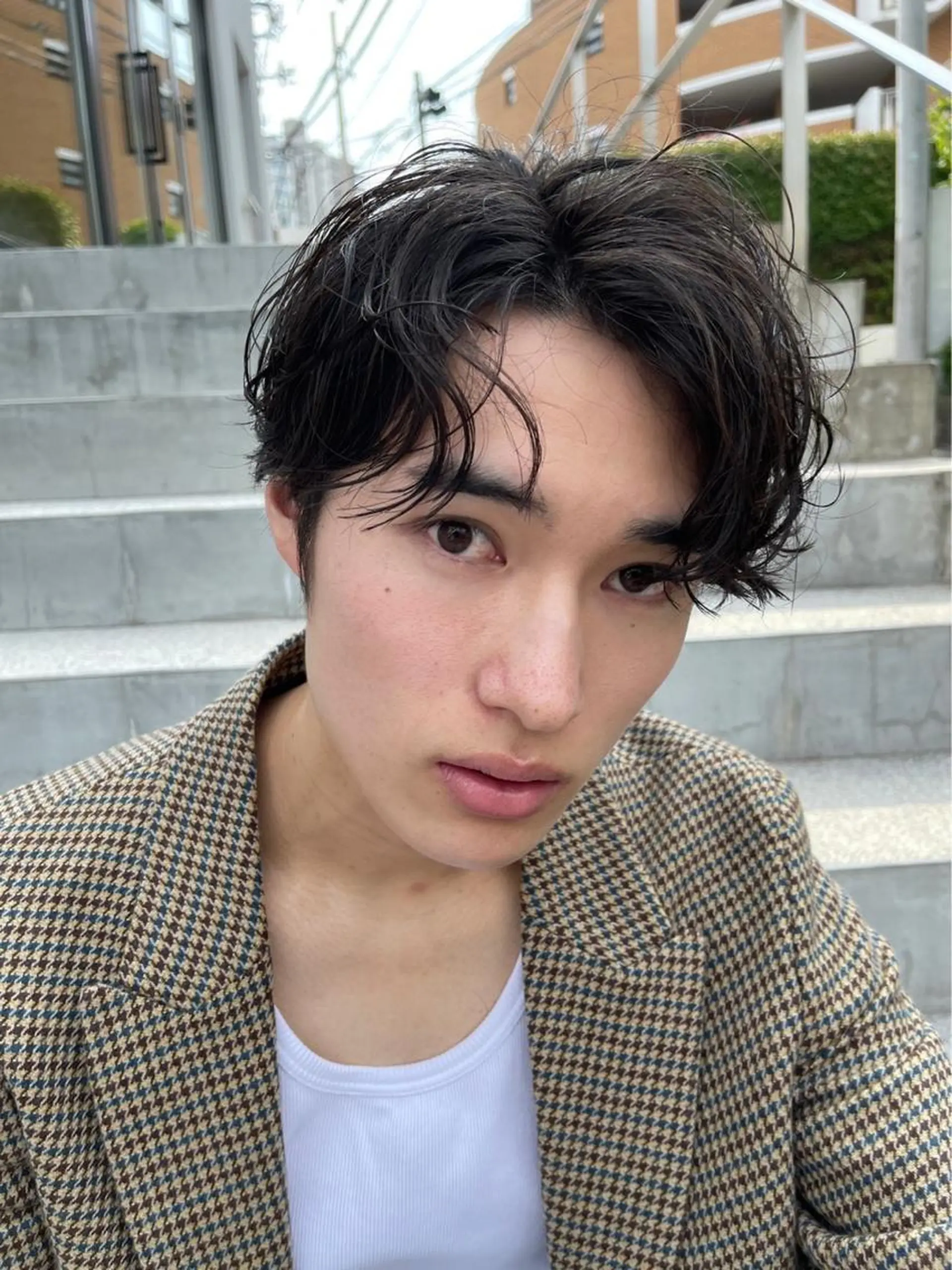 メンズ センターパート カット パーマ メンズカット表参道/ 渡邉真由のヘアスタイル