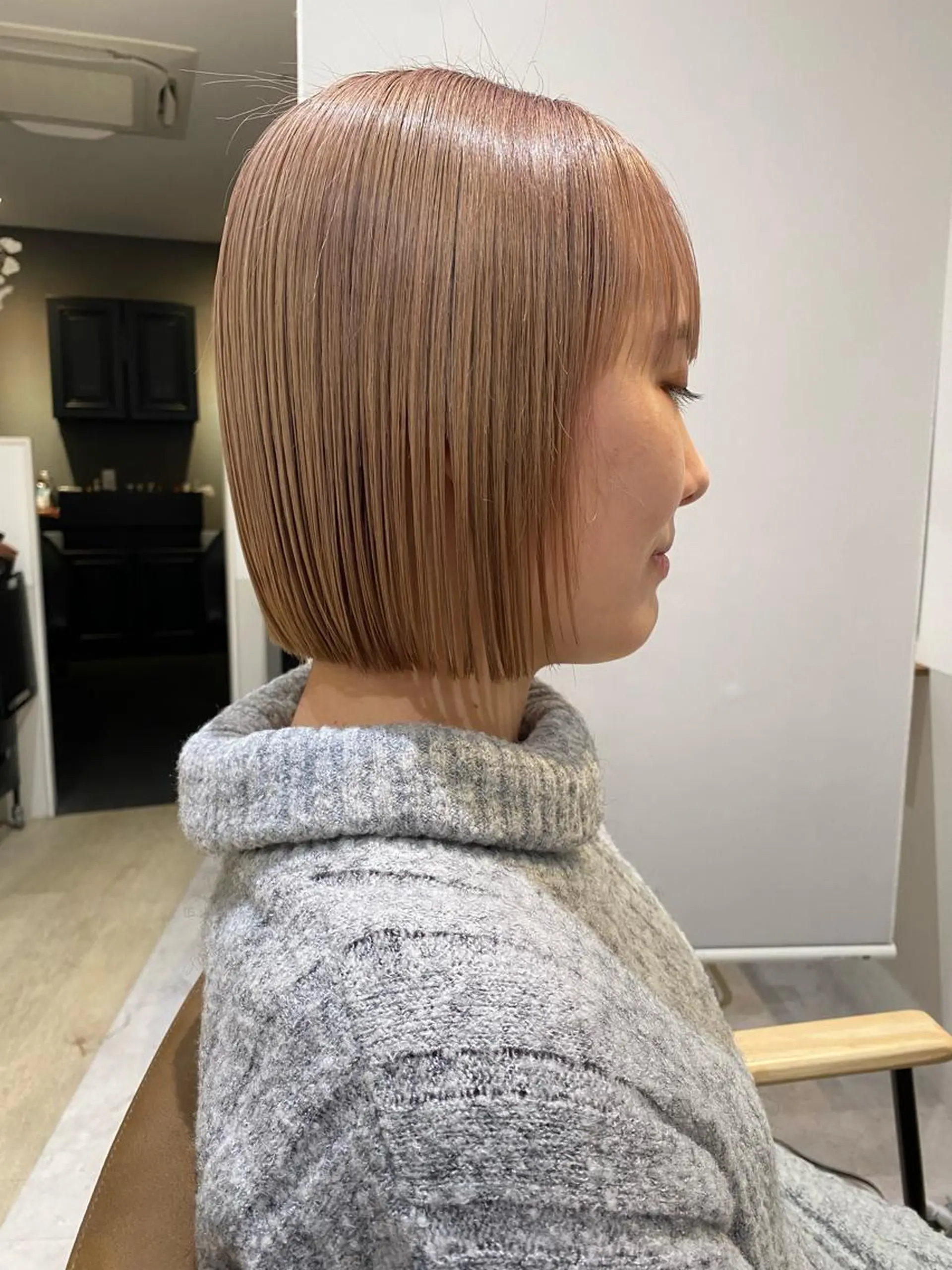 ミディアム カラー ボブ カット トリートメント クロスパーマ🥇韓国 ヘア🇰🇷濵田航希のヘアスタイル