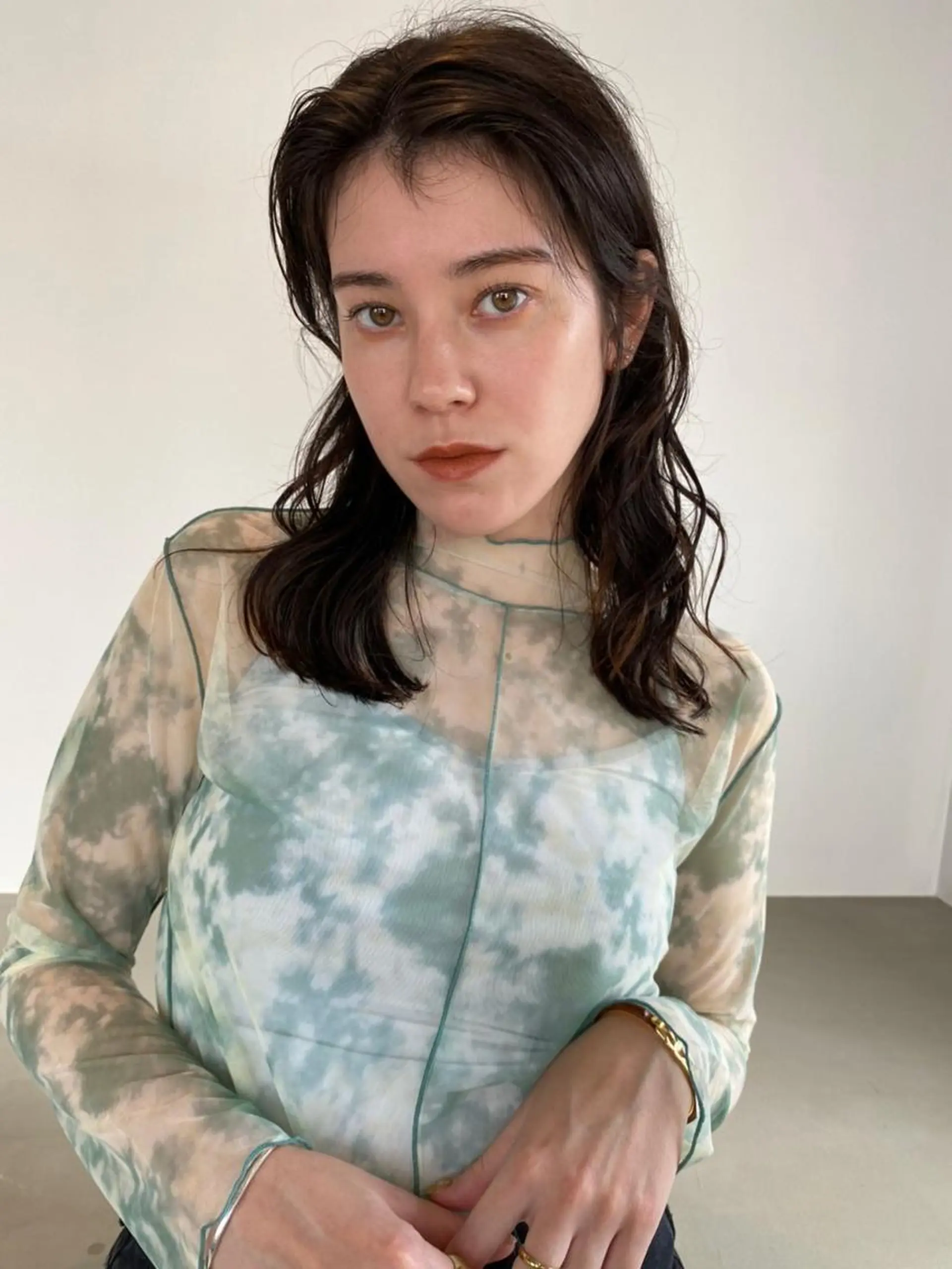 ミディアム カラー パーマ ショートボブ アディクシーカラー ブリーチ ブロンド ブルーカラー カット ヘアカラー トリートメント CEINE+ officialのヘアスタイル