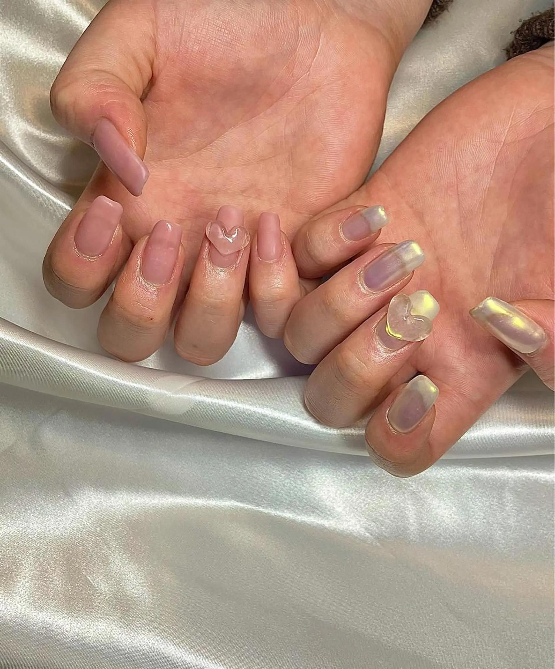 セミロング カラー パーマ ヘアアレンジ メンズ キッズ ネイル マツエク・マツパ ピンクカラー カラーマツエク オーロラネイル マットネイル ピンク nail&eye Aoのマツエク・マツパデザイン