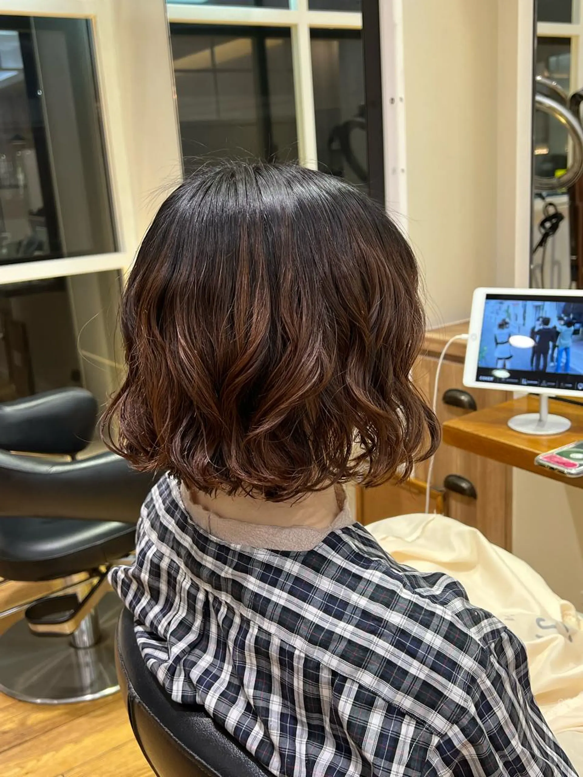 ミディアム ミディアムパーマ ボブ ワンホンパーマ/ 菜月のヘアスタイル