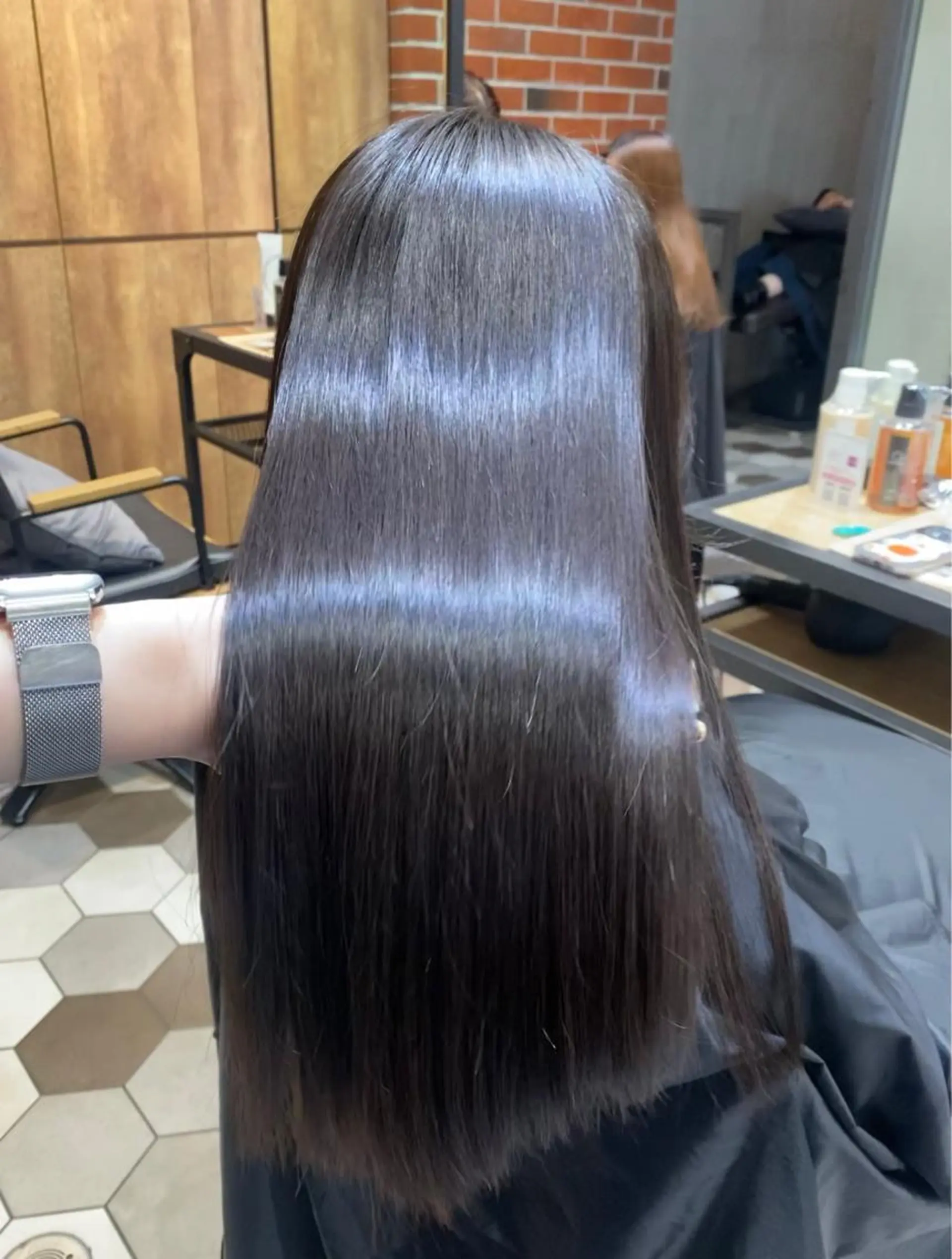 ロング カット ヘアカラー 縮毛矯正 トリートメント 髪質改善韓国レイヤー SHIORI🦋のヘアスタイル