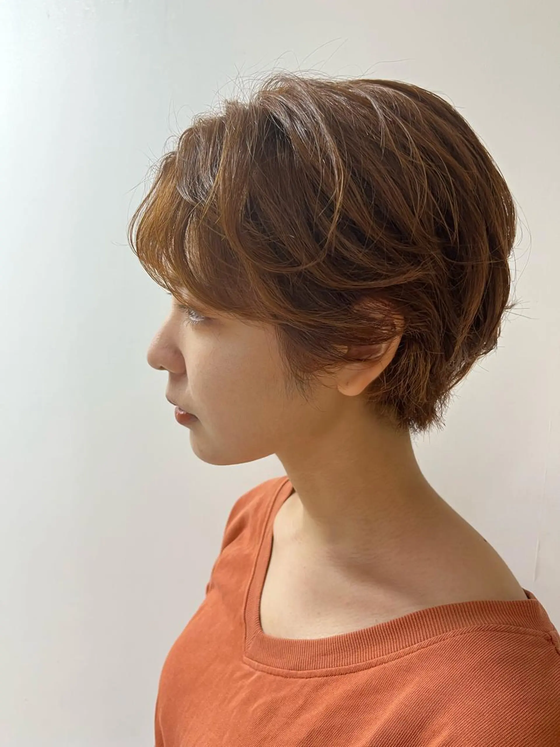 ショート カラー ブリーチ ブリーチなしカラー オレンジ ヘアカラー SHEA/ショート 似合わせ/大野和恵のヘアスタイル