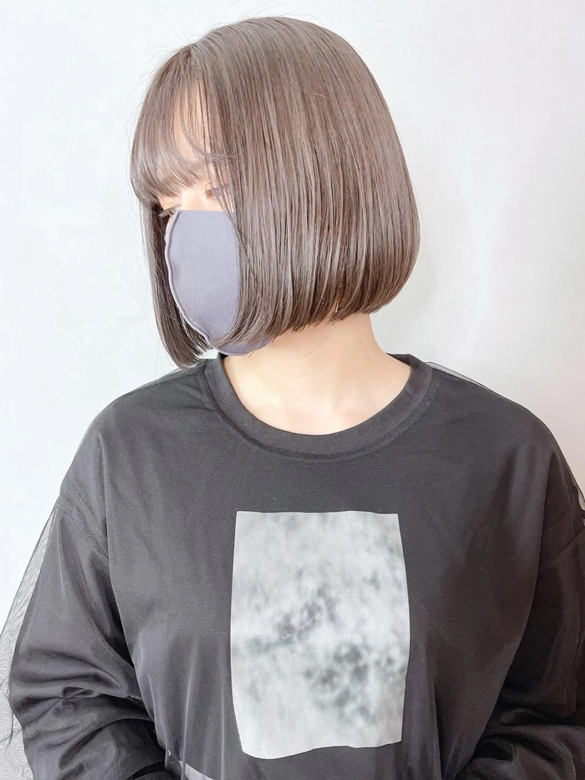 ミディアム カラー パーマ ヘアアレンジ グレージュ ボブ ITbyALBUM 中野店のヘアスタイル