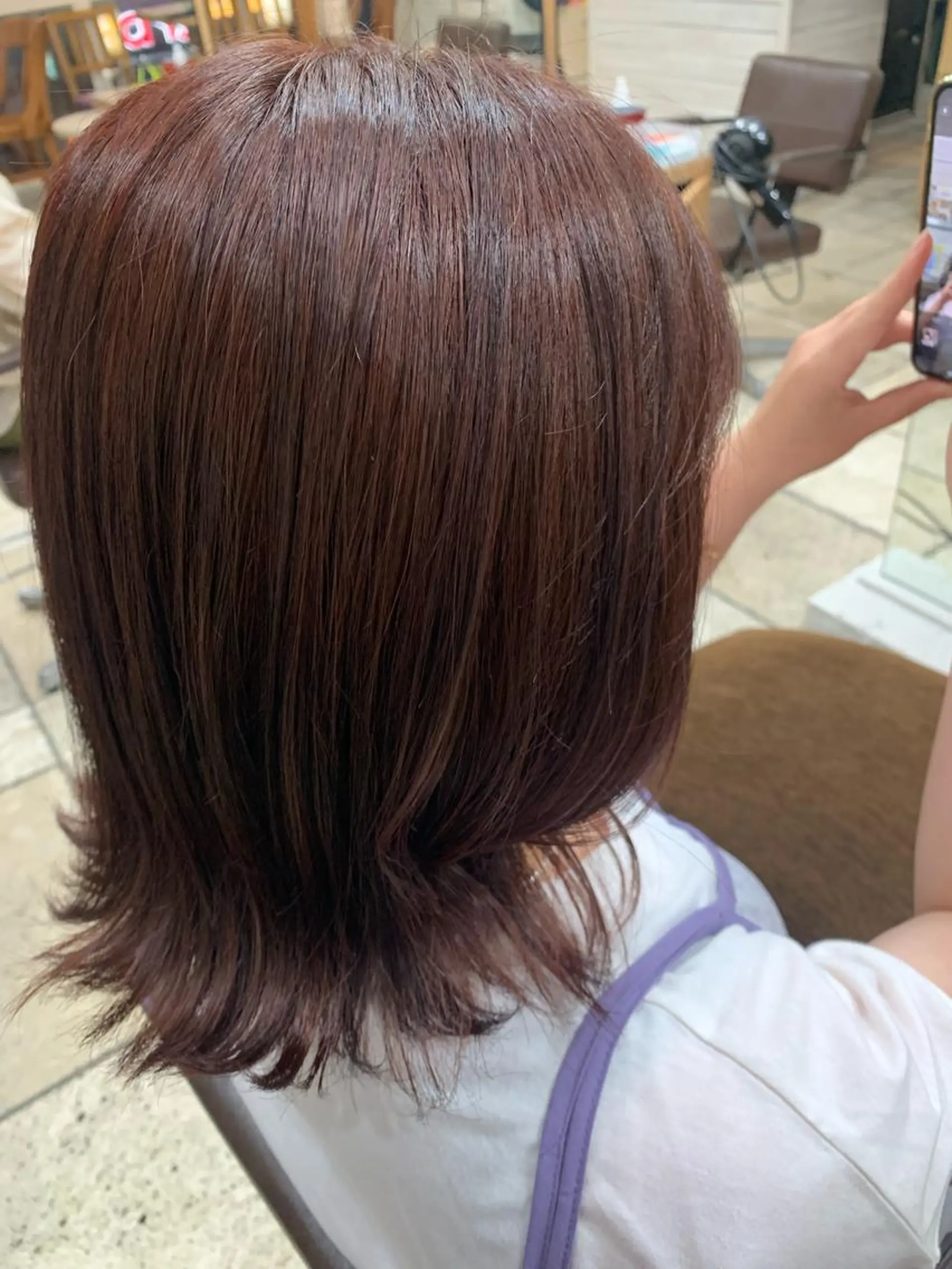 ミディアム カラー ブラウンカラー 小顔カット/ 韓国レイヤー/真結のヘアスタイル