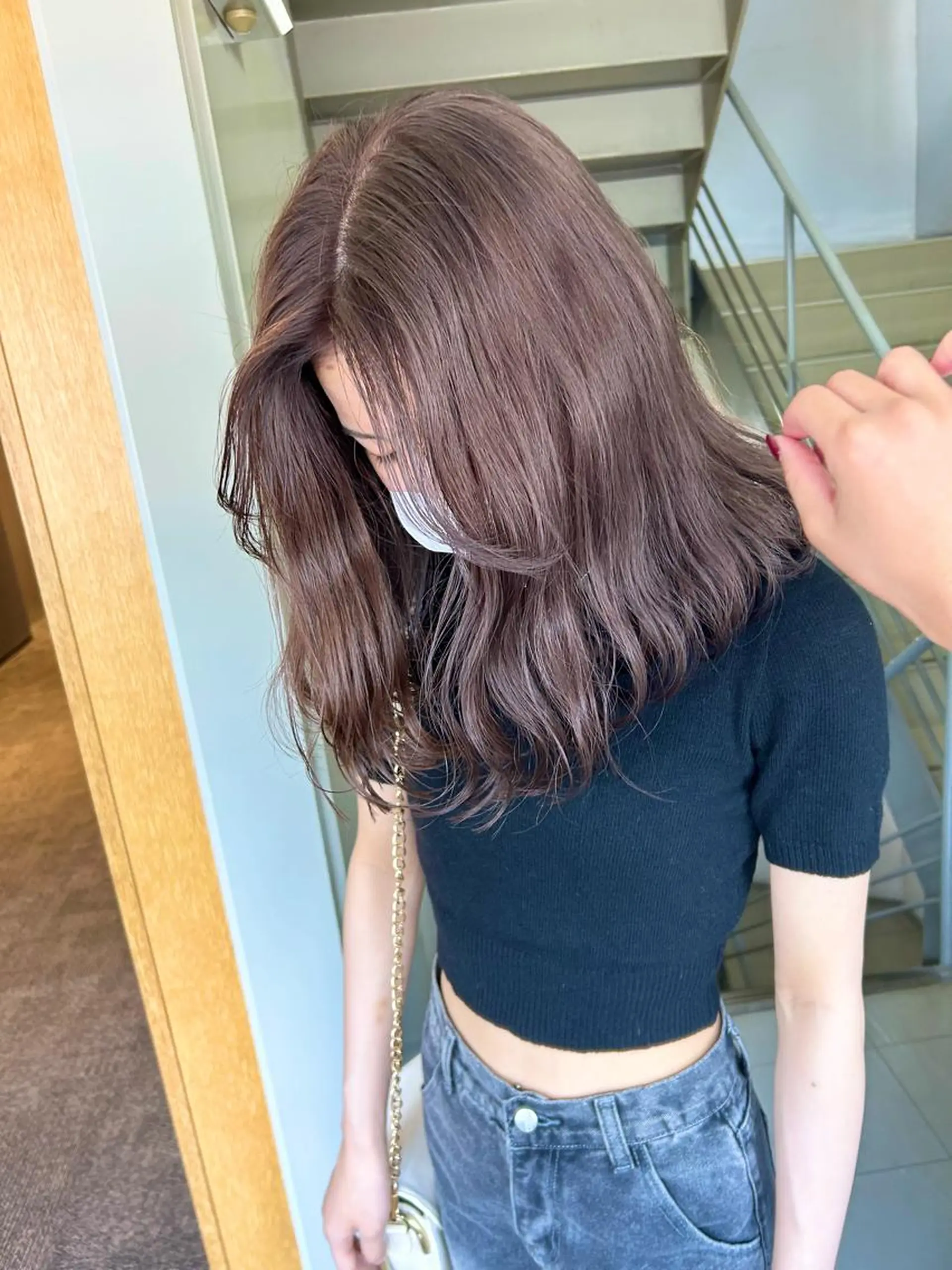 セミロング カラー パーマ ヘアアレンジ 髪と音処　マトぺ所属・デザインカラー/ボブ ブリーチカラー/ユリのヘアスタイル