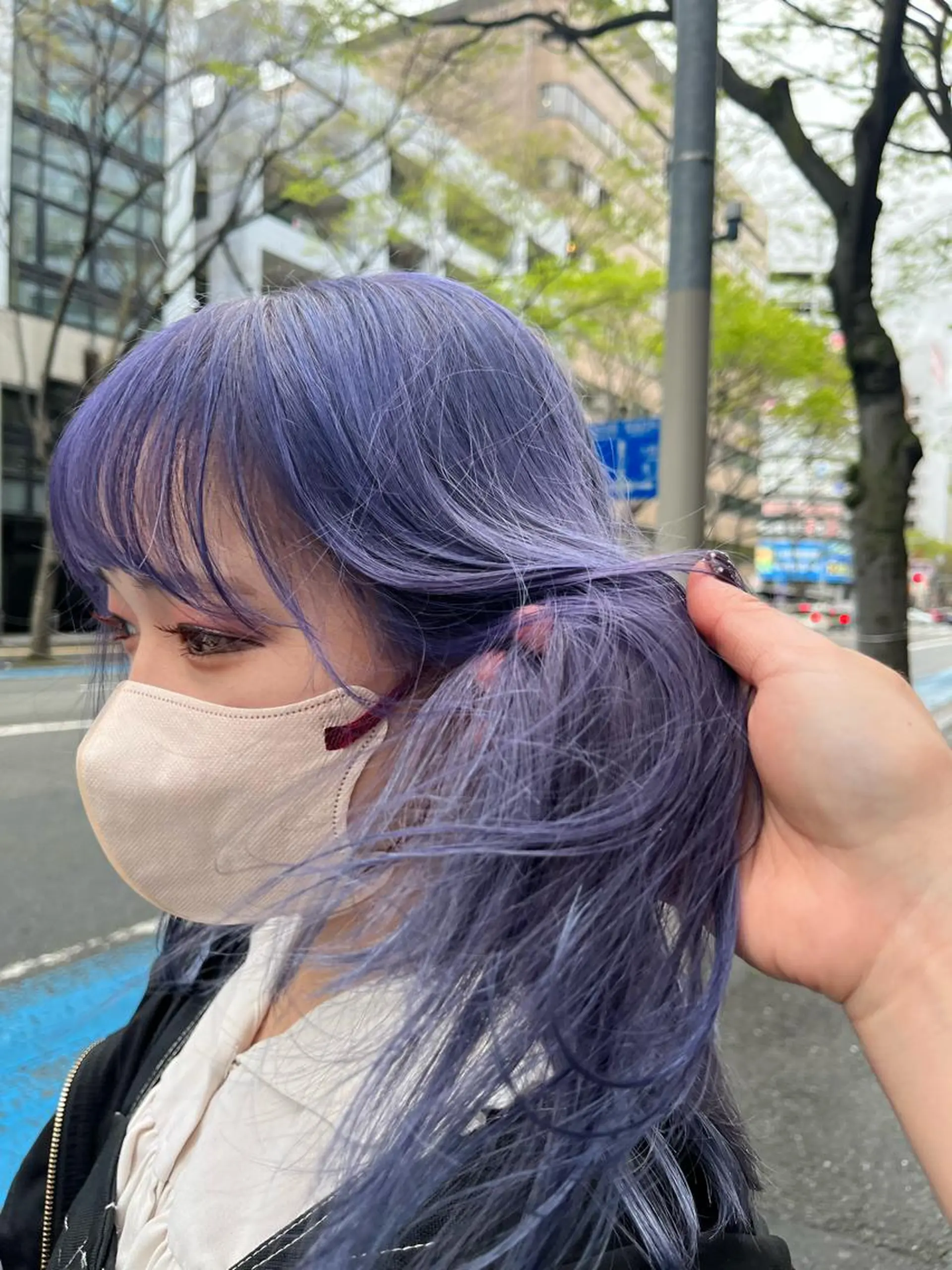 カラー ブリーチ ラベンダーカラー カット ヘアカラー こまつばらみお/レイ ヤー/ダブルカラーのヘアスタイル