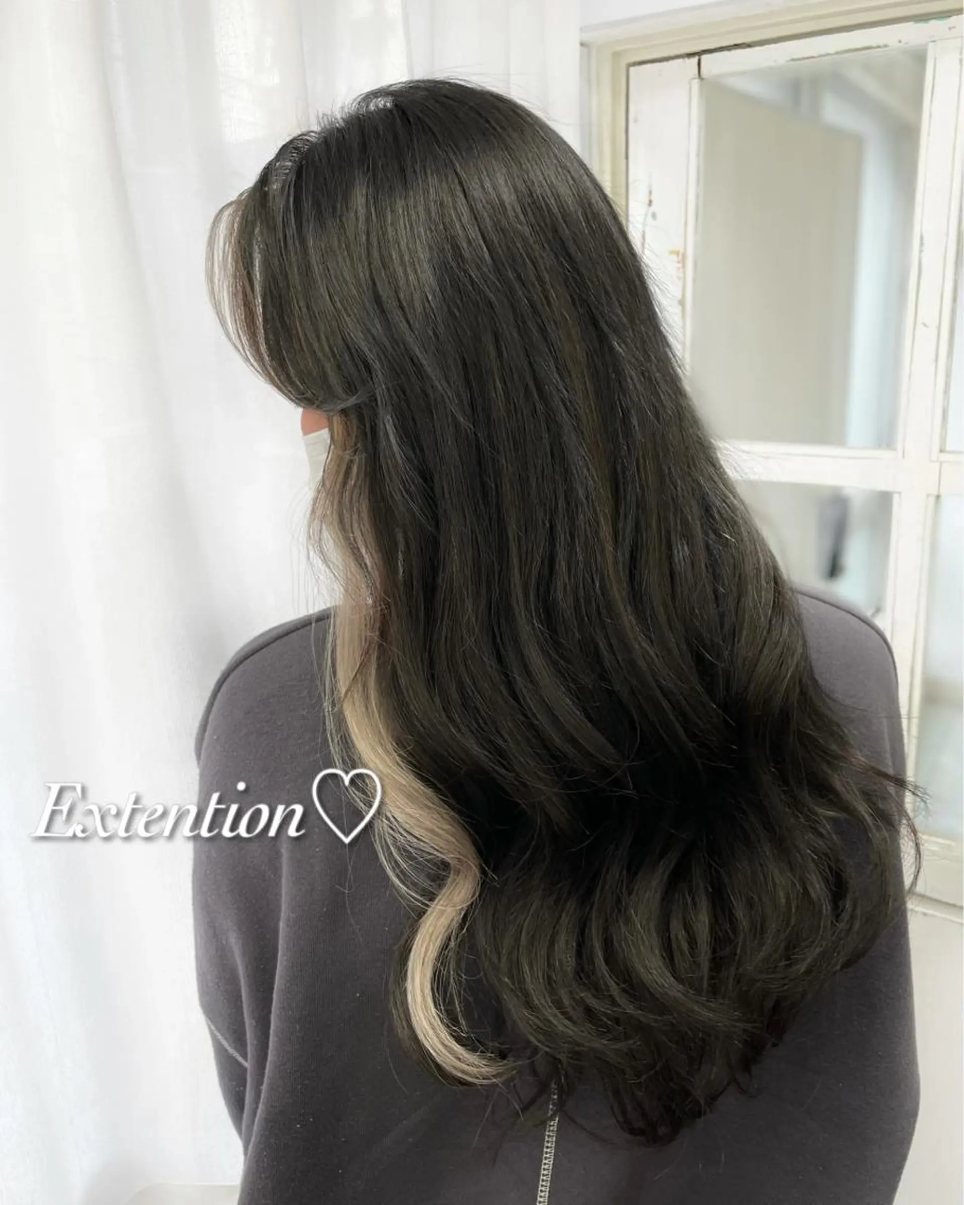 ミディアム カラー ミストバング  フェイスフレーミング カット エクステ ヘアセット 韓国ヘア🤍髪質改善 🇰🇷AKANEのヘアスタイル
