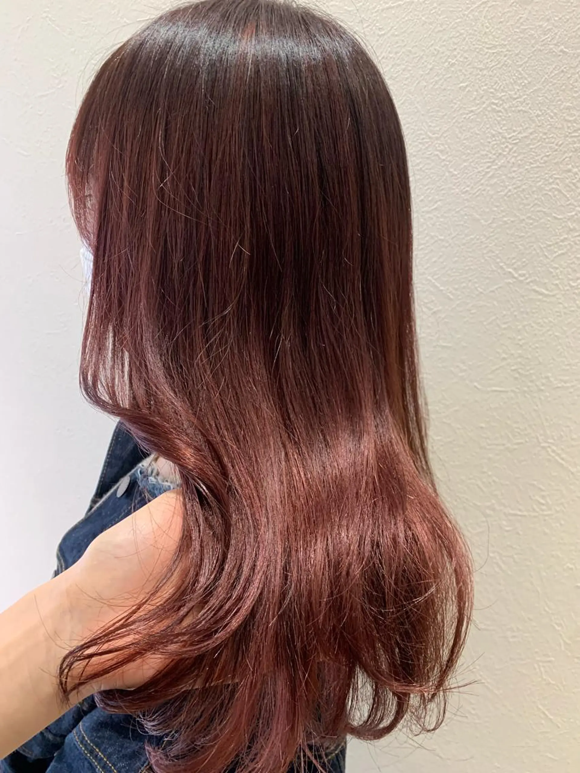 セミロング カラー ボルドーカラー hub hair レイヤー/透明感のヘアスタイル