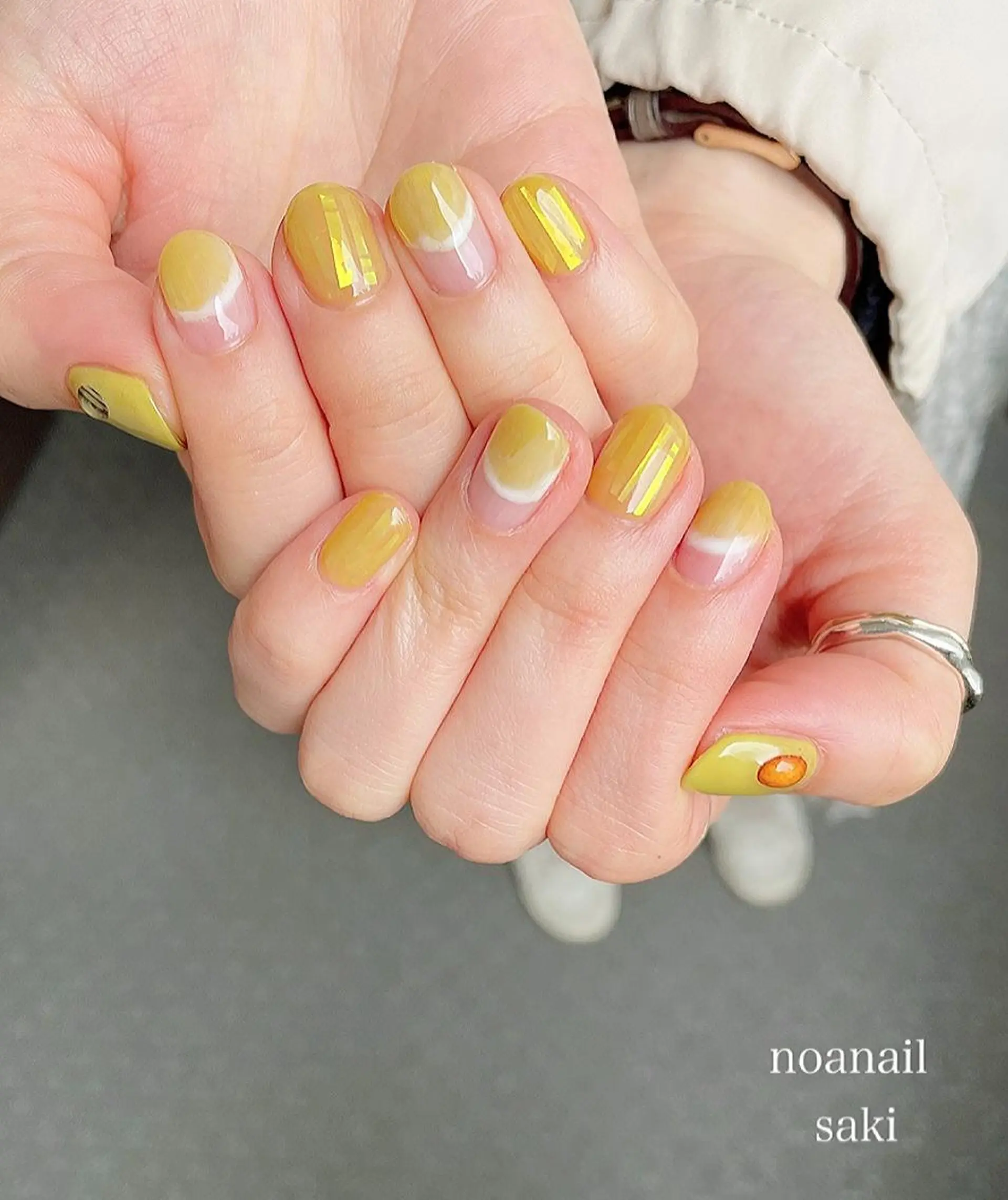 ネイル アートネイル オーロラネイル ジェルネイル 氷ネイル・うるうるネイル ミラーネイル nailsalon noa所属・nailist sakiのネイルデザイン