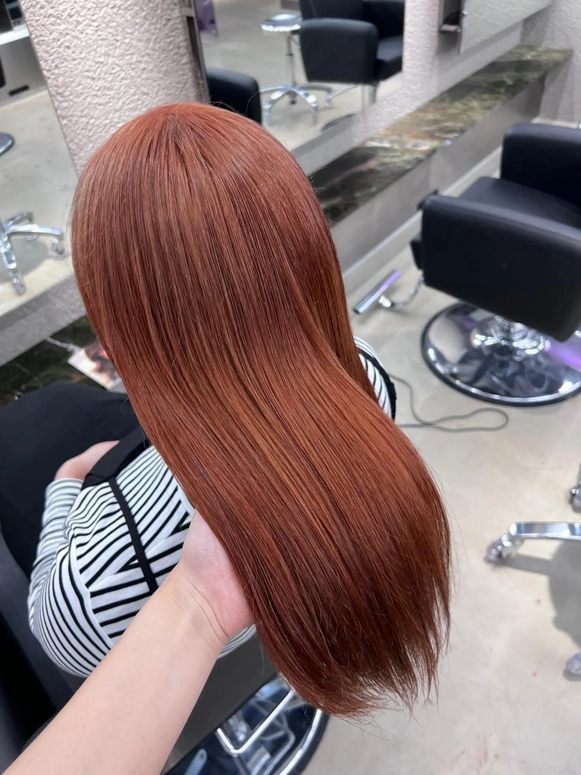 ロング カラー ブラウンカラー オレンジ オレンジブラウン 紬/enne/ブリー チ/ハイトーンのヘアスタイル