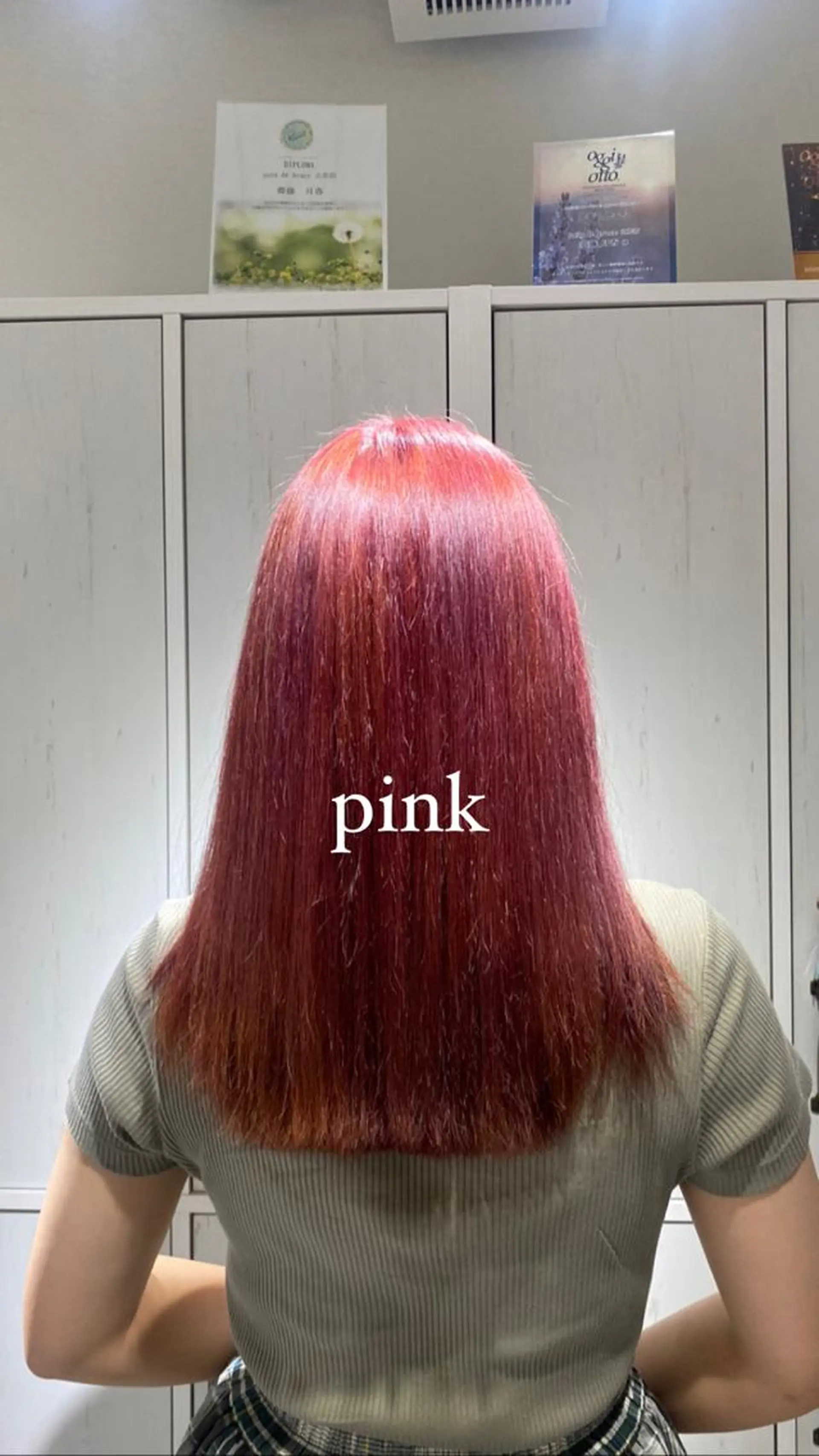 セミロング カラー ブリーチ ハイトーンカラー ピンクカラー 縮毛矯正とレイヤー /杉村凜汰郎のヘアスタイル