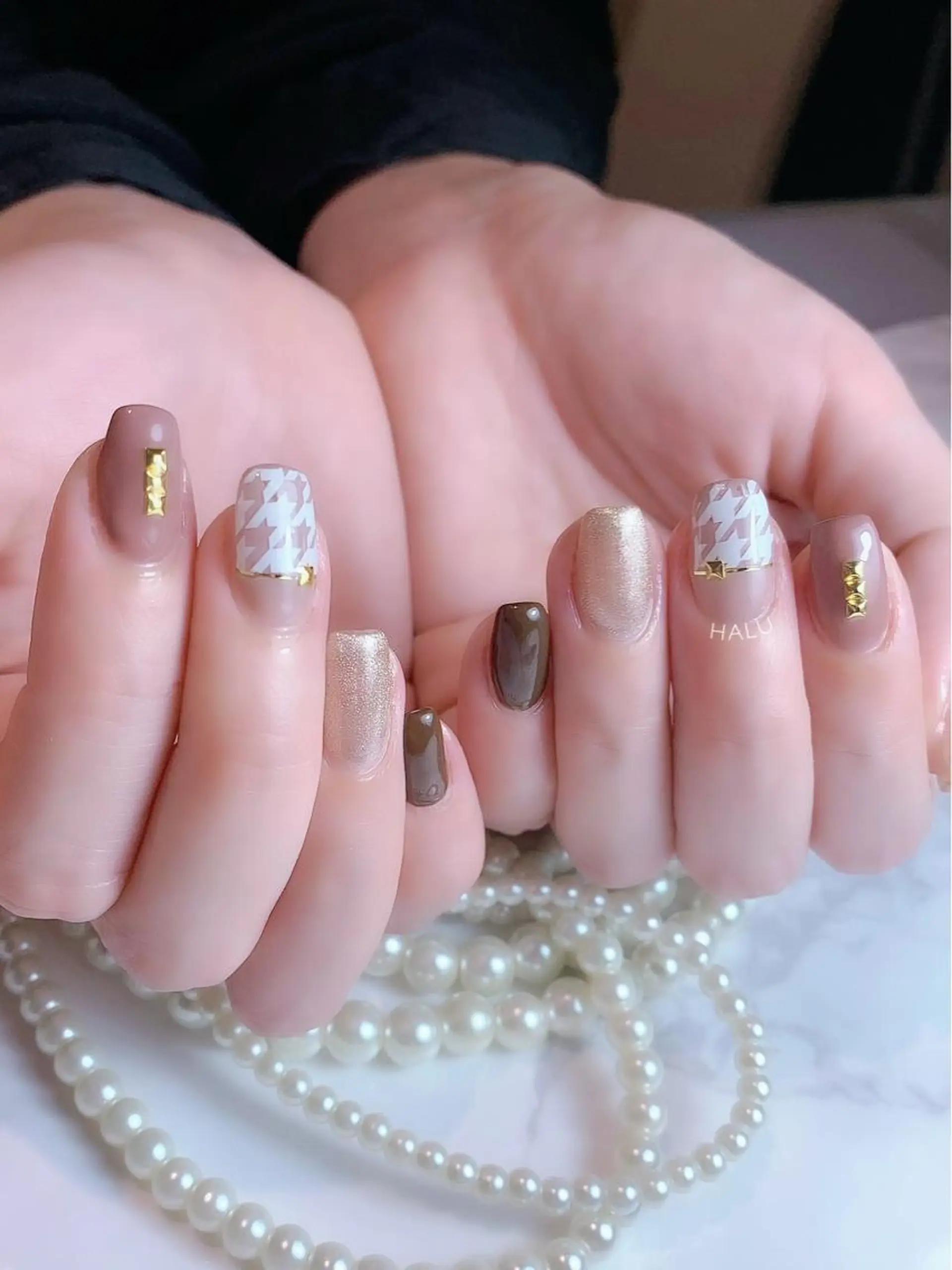 ネイル ブラウン HALU ハルのネイルデザイン